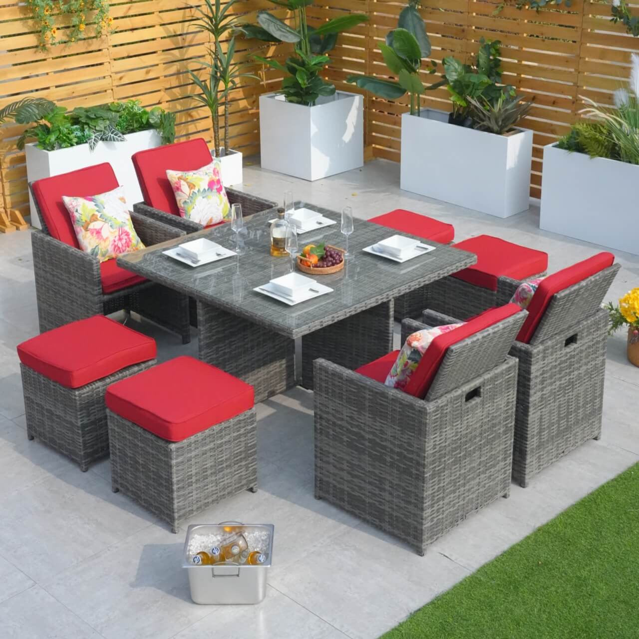 4 Seats Square Outdoor Patio Dining Set PAD-3233B Direct Wicker