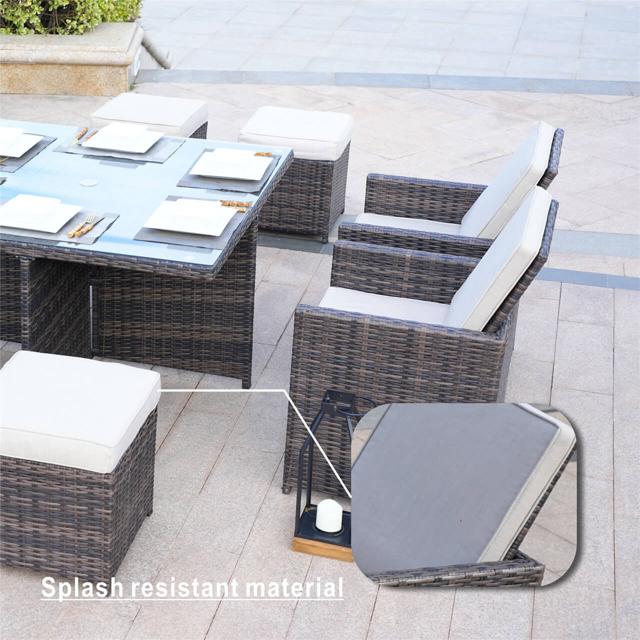 4 Seats Square Outdoor Patio Dining Set PAD-3233B Direct Wicker