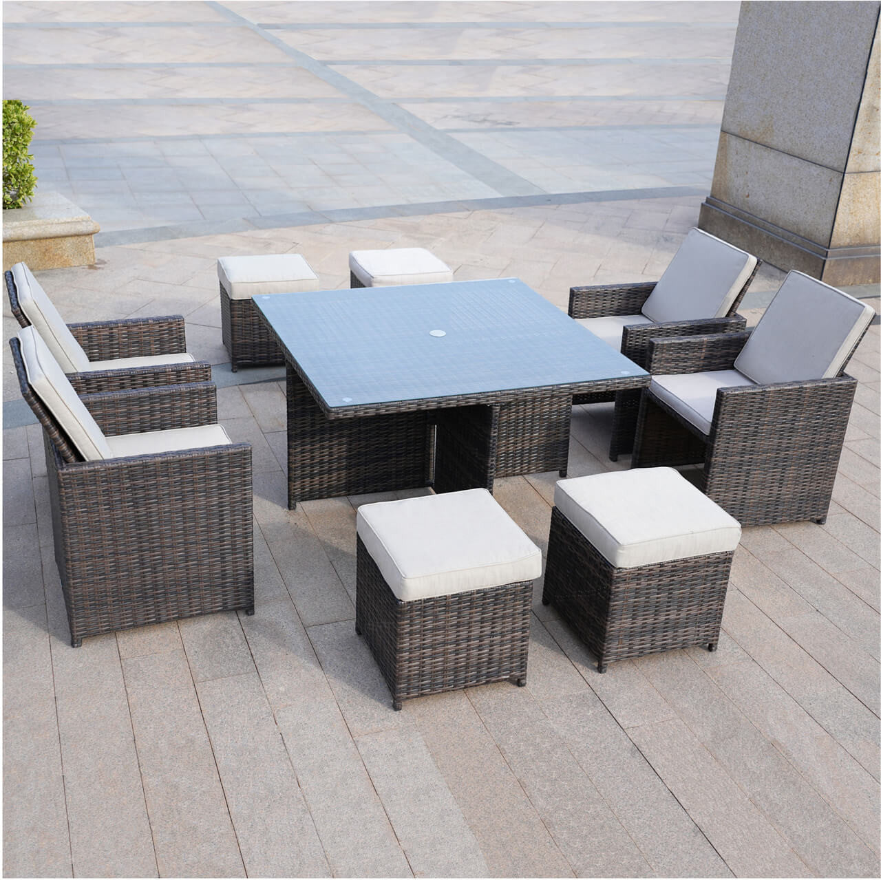 4 Seats Square Outdoor Patio Dining Set PAD-3233B Direct Wicker