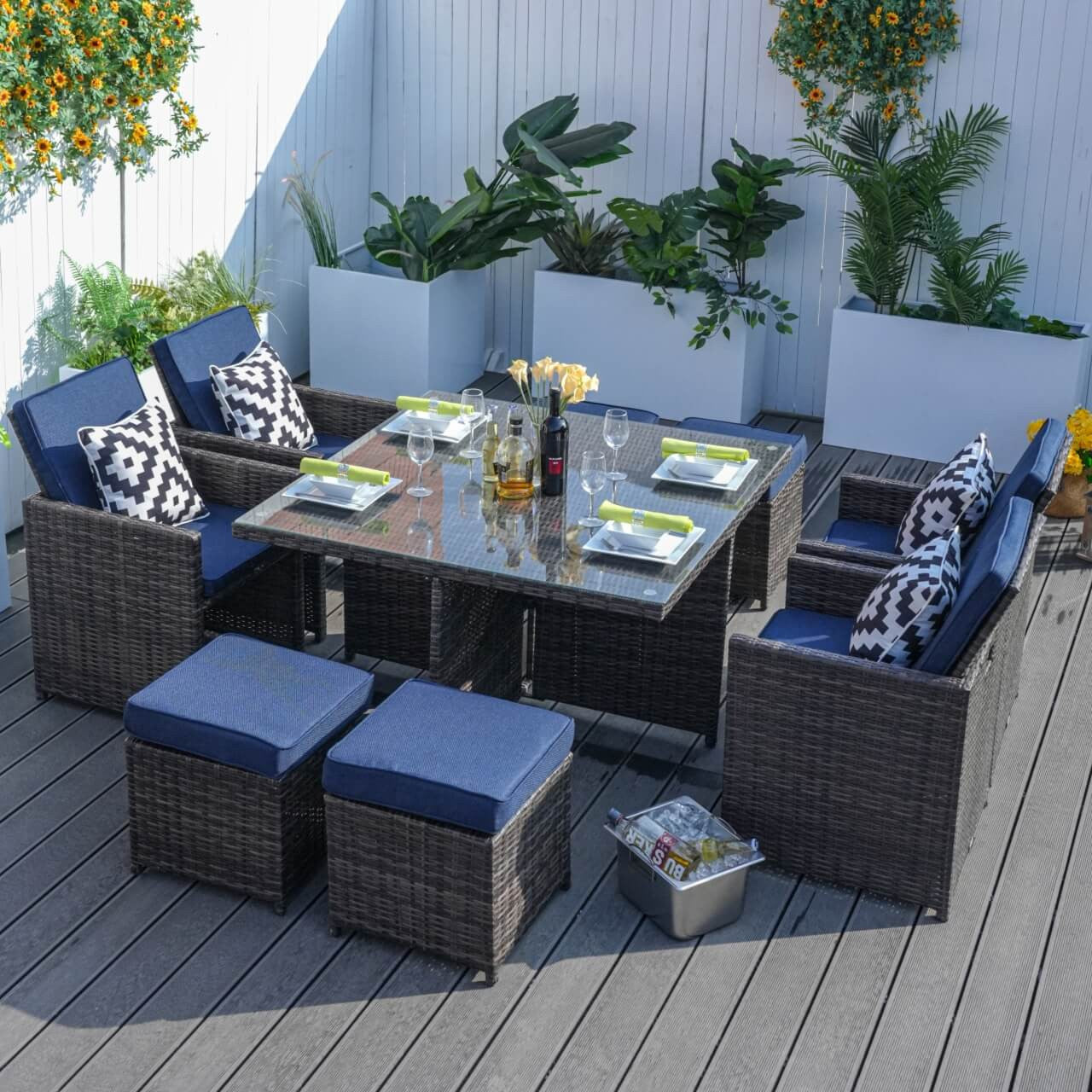 4 Seats Square Outdoor Patio Dining Set PAD-3233B Direct Wicker