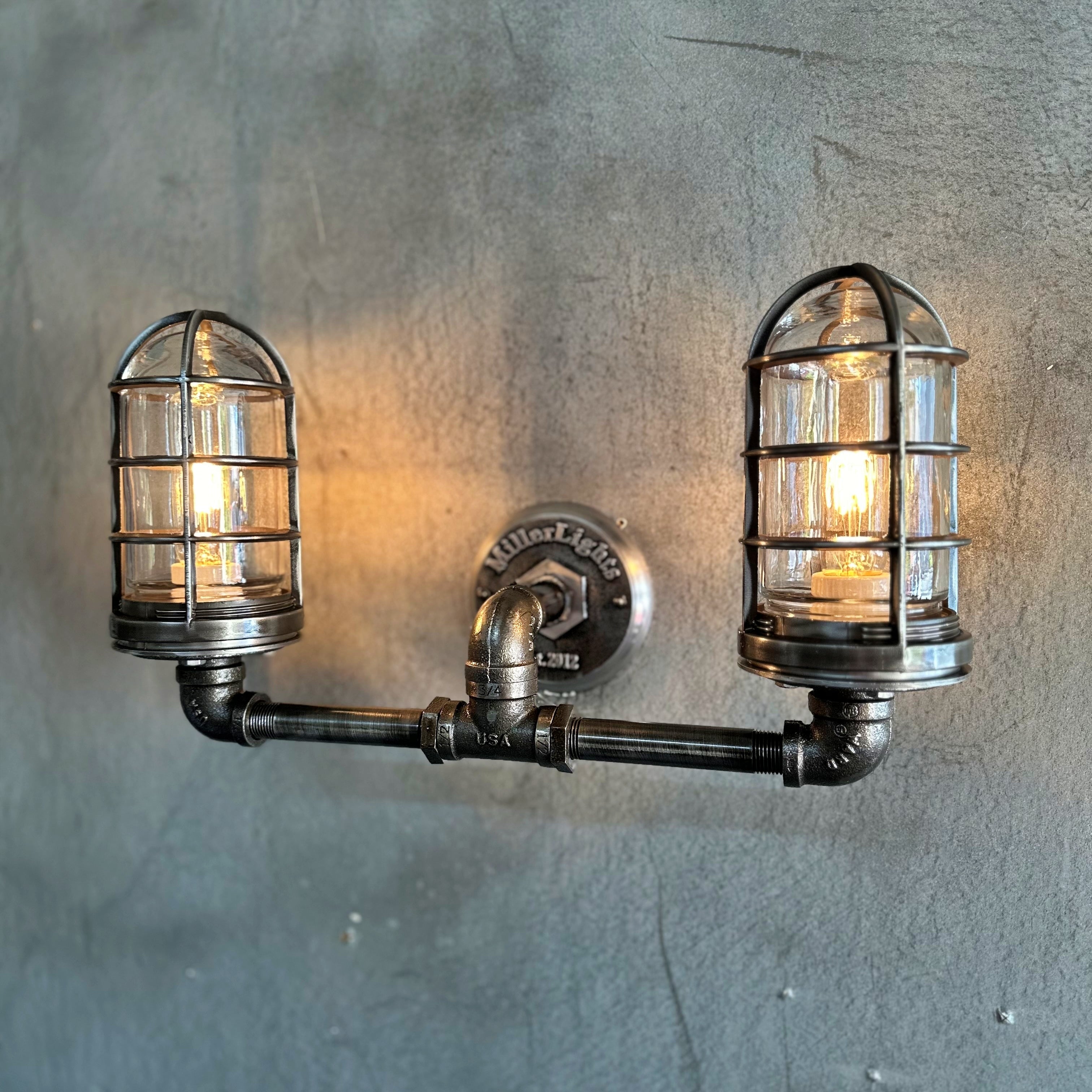Double Sconce Iron Pipe Light - The Ironforge