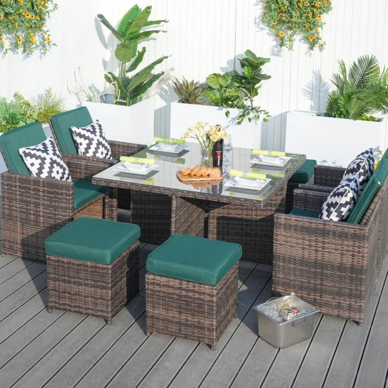 4 Seats Square Outdoor Patio Dining Set PAD-3233B Direct Wicker