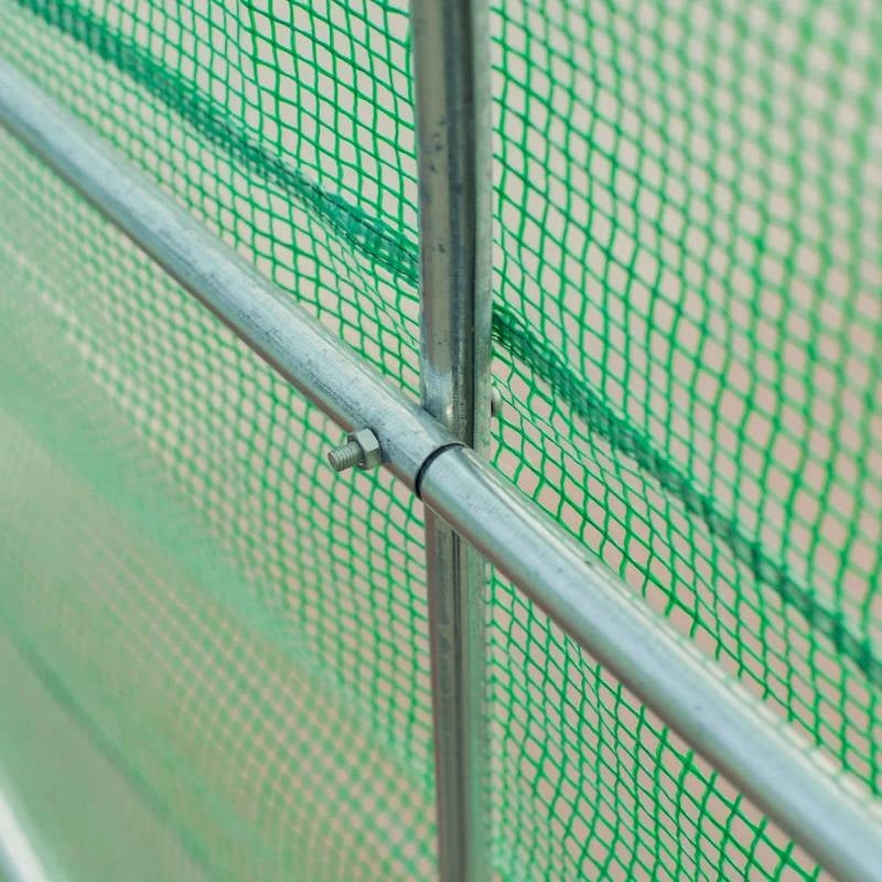 Fast Furnishings 14.5 ft x 6.3 ft Outdoor Greenhouse with Green PE Cover and Sturdy Steel Frame