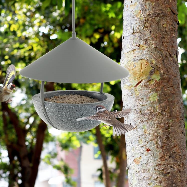 Fast Furnishings Small Hanging Bird Feeder with Metal Cone Rain Protector Top
