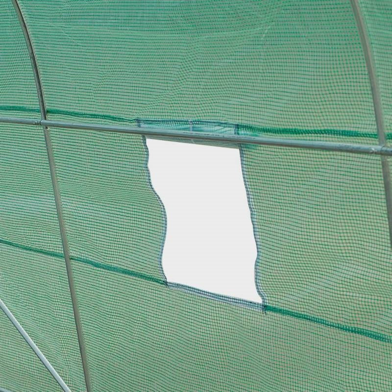 Fast Furnishings 14.5 ft x 6.3 ft Outdoor Greenhouse with Green PE Cover and Sturdy Steel Frame