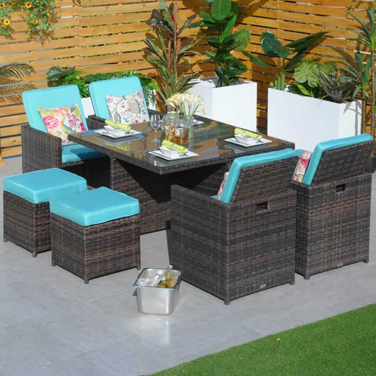 4 Seats Square Outdoor Patio Dining Set PAD-3233B Direct Wicker