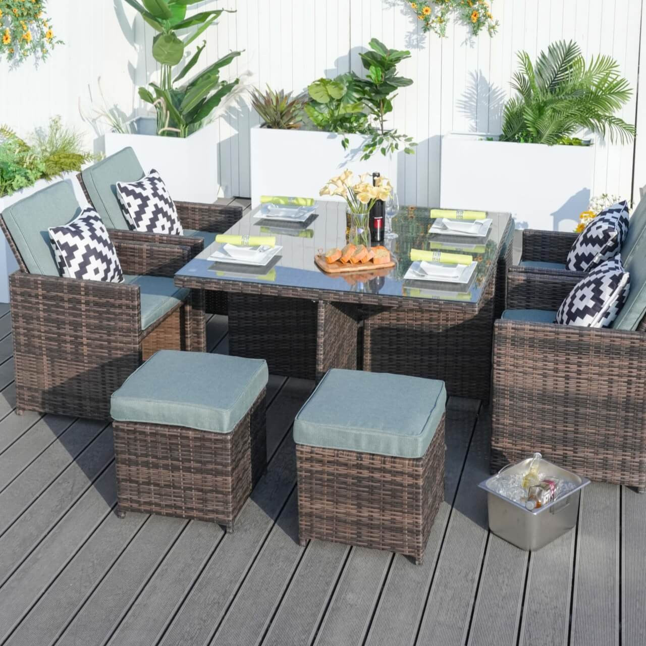 4 Seats Square Outdoor Patio Dining Set PAD-3233B Direct Wicker