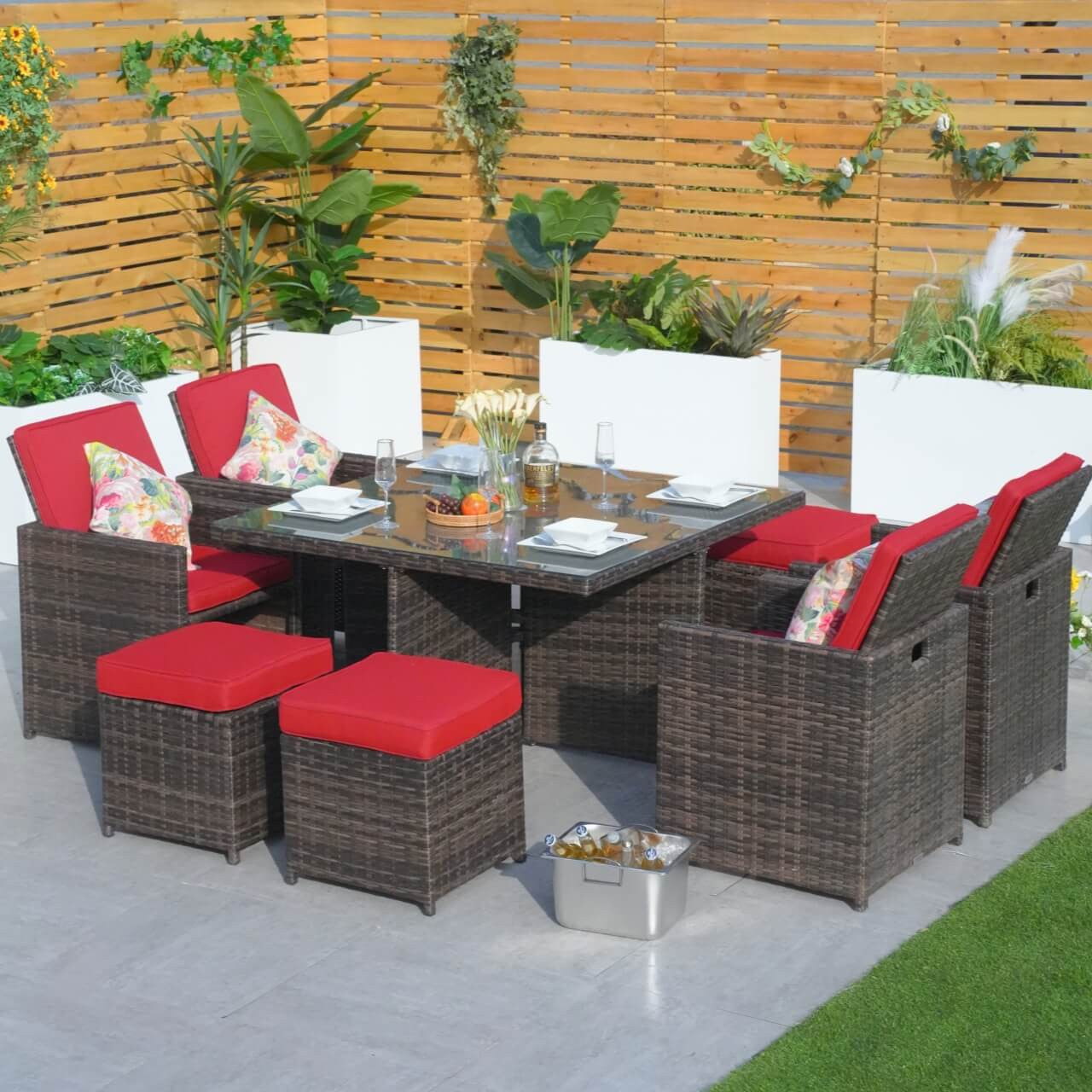 4 Seats Square Outdoor Patio Dining Set PAD-3233B Direct Wicker