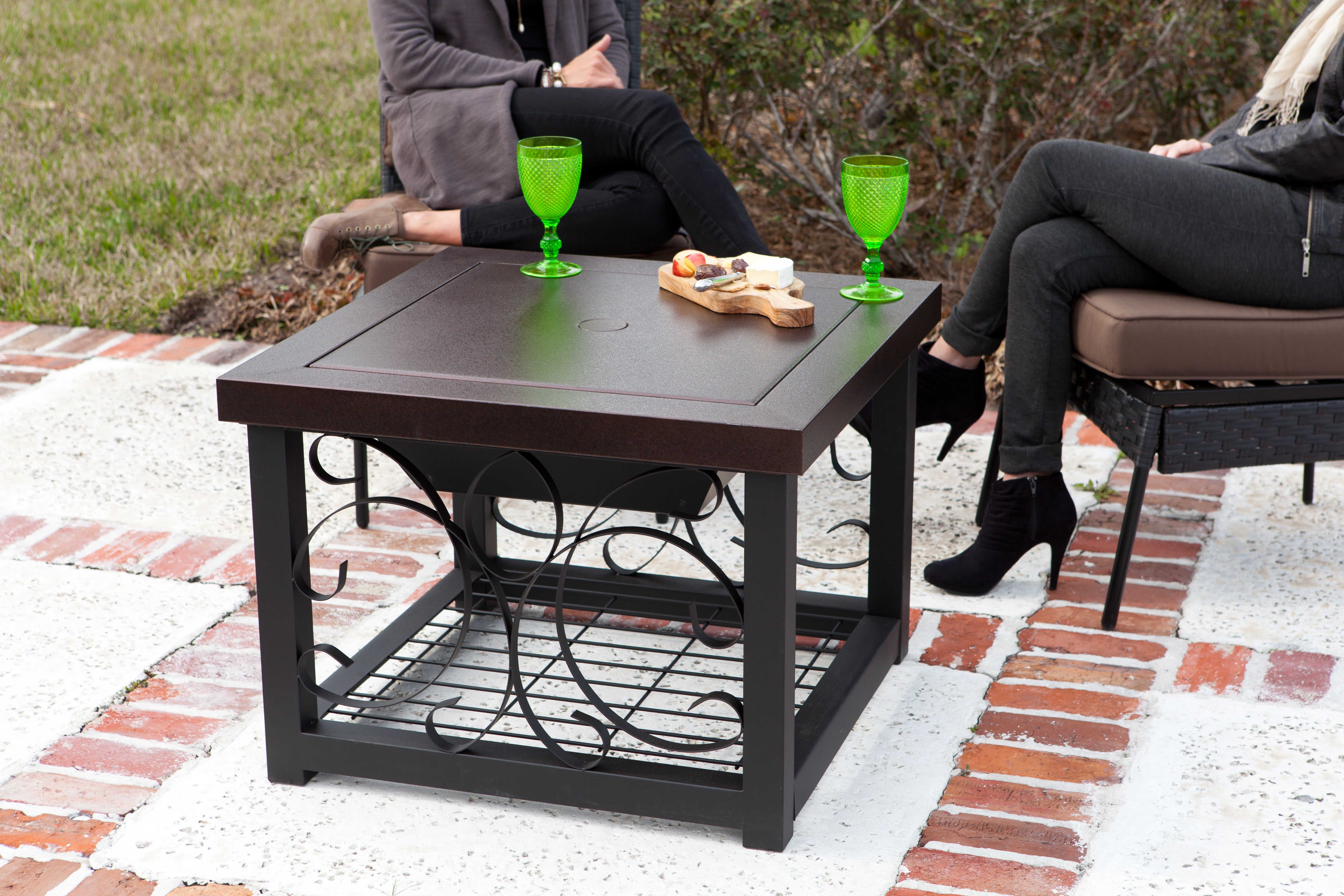 Well Traveled Living Hammer Tone Bronze Finish Cocktail Table Fire Pit