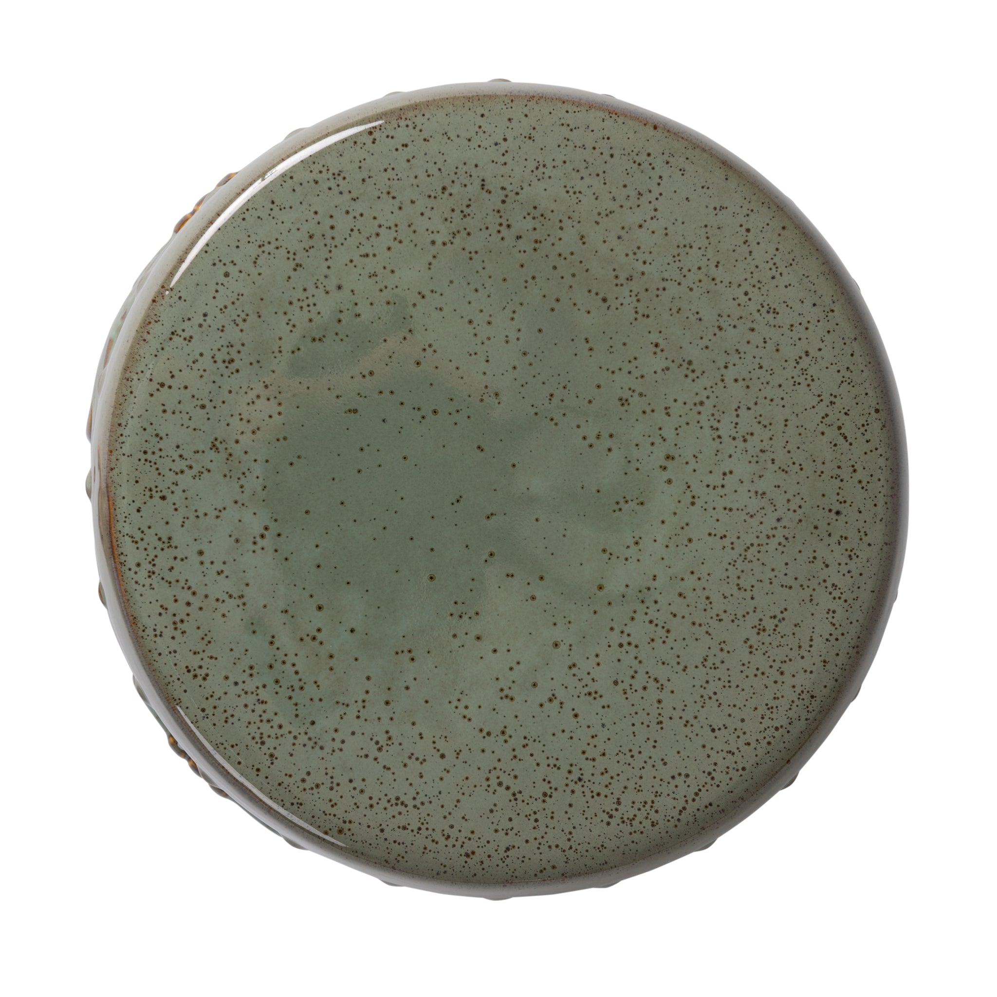 Well Traveled Living Large Medallion Ceramic Indoor/Outdoor Garden Stool/Table in Olive Jade Green