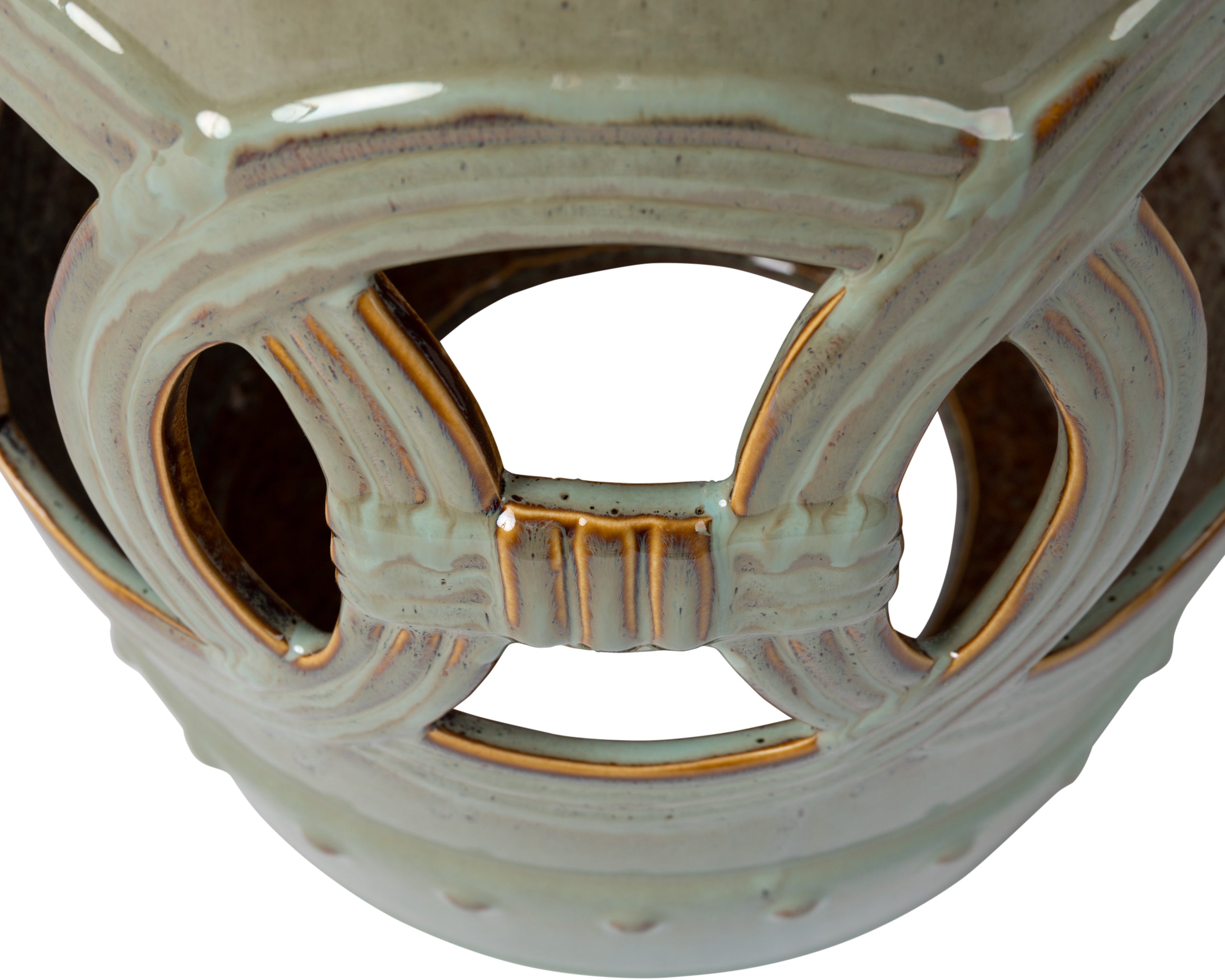 Well Traveled Living Large Medallion Ceramic Indoor/Outdoor Garden Stool/Table in Olive Jade Green