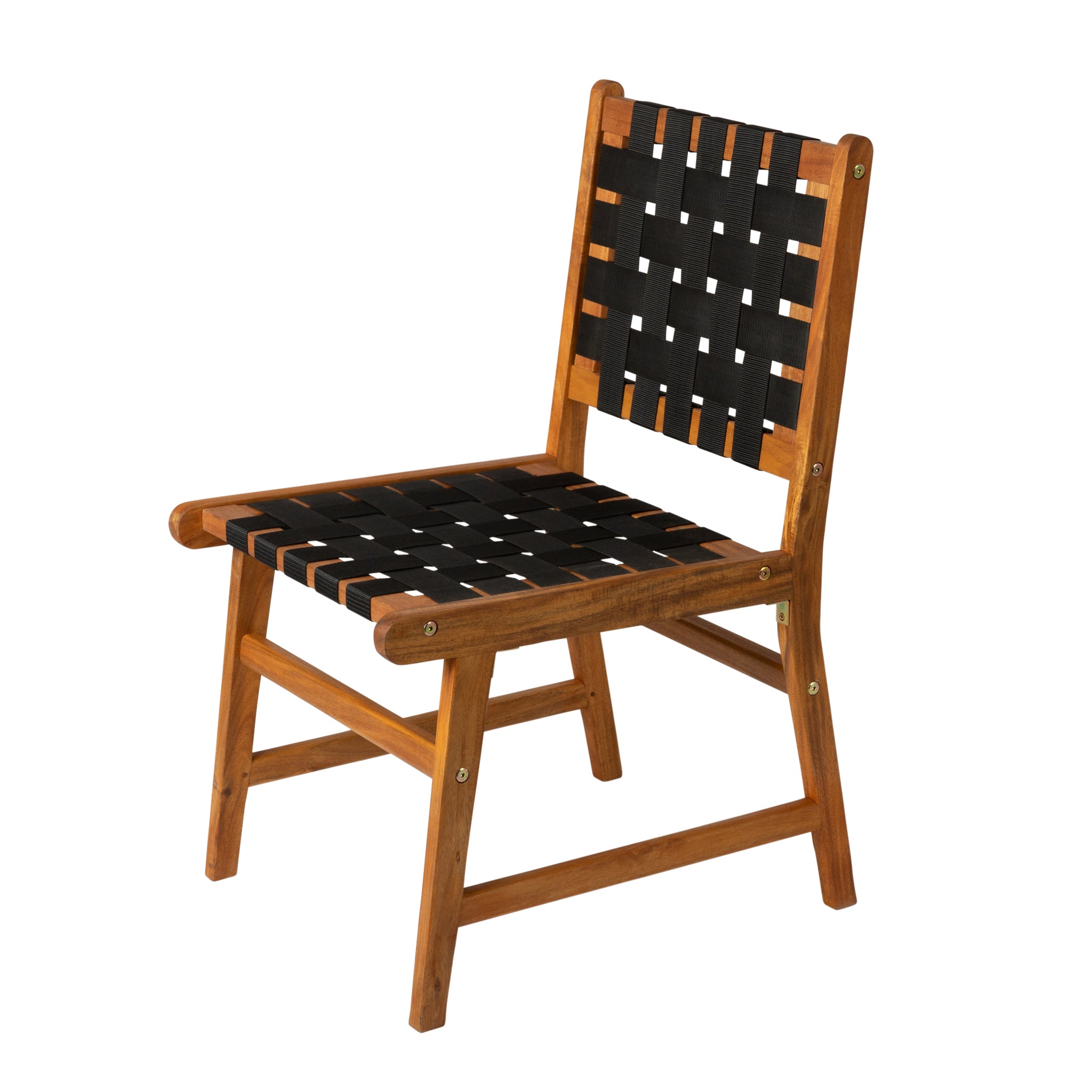 Well Traveled Living Sava Indoor-Outdoor Armless Dining Side Chair in Black Webbing