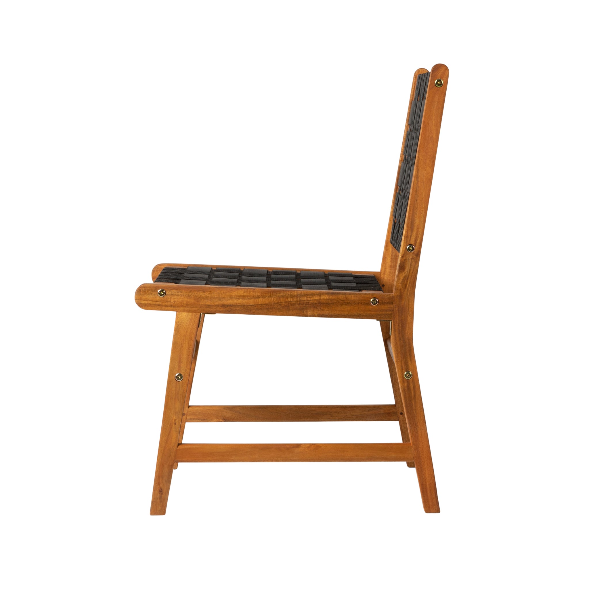 Well Traveled Living Sava Indoor-Outdoor Armless Dining Side Chair in Black Webbing
