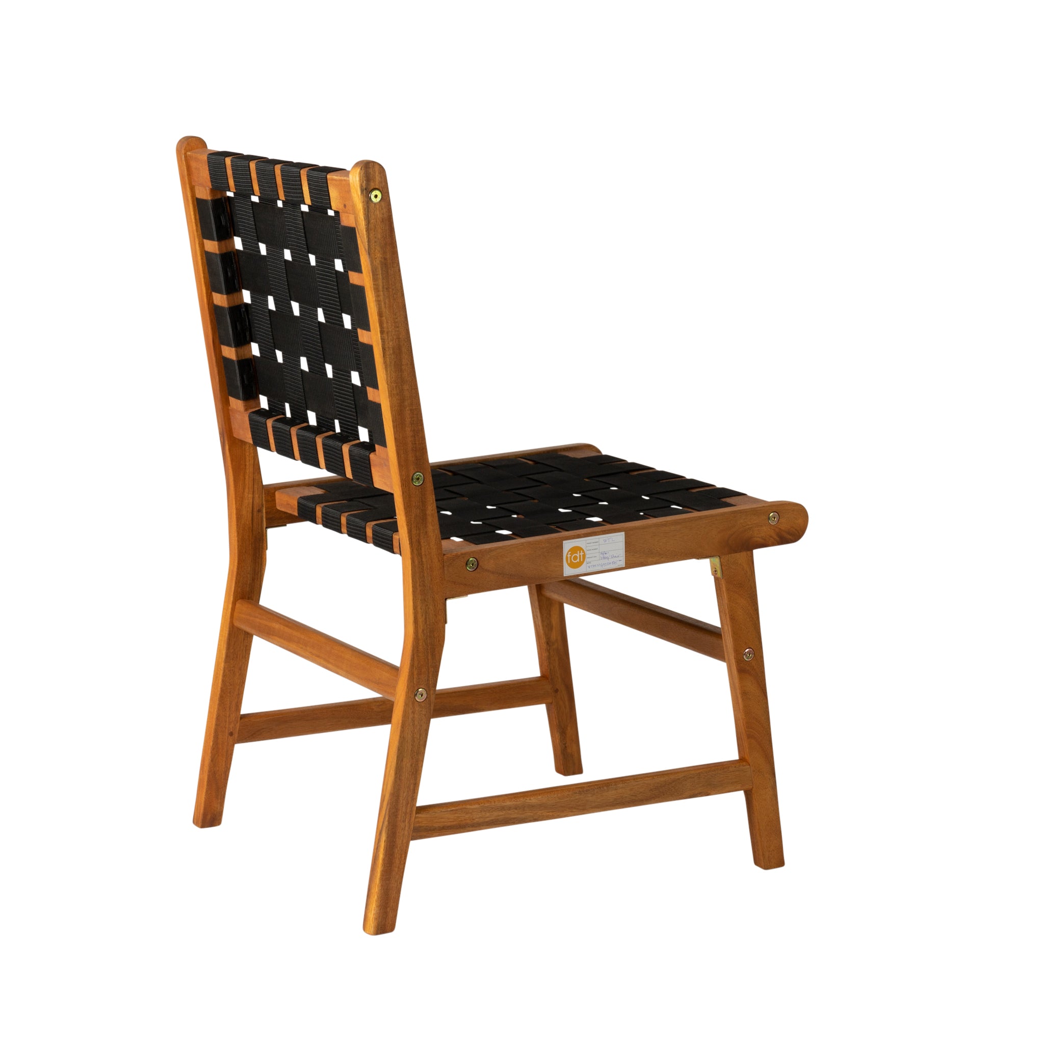 Well Traveled Living Sava Indoor-Outdoor Armless Dining Side Chair in Black Webbing