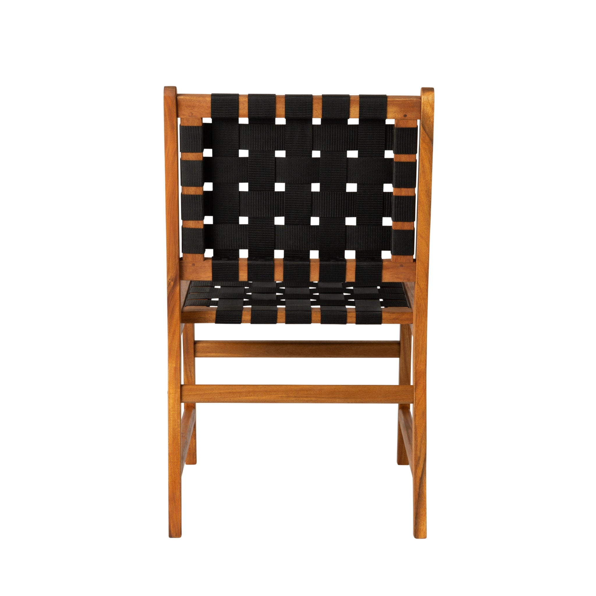 Well Traveled Living Sava Indoor-Outdoor Armless Dining Side Chair in Black Webbing