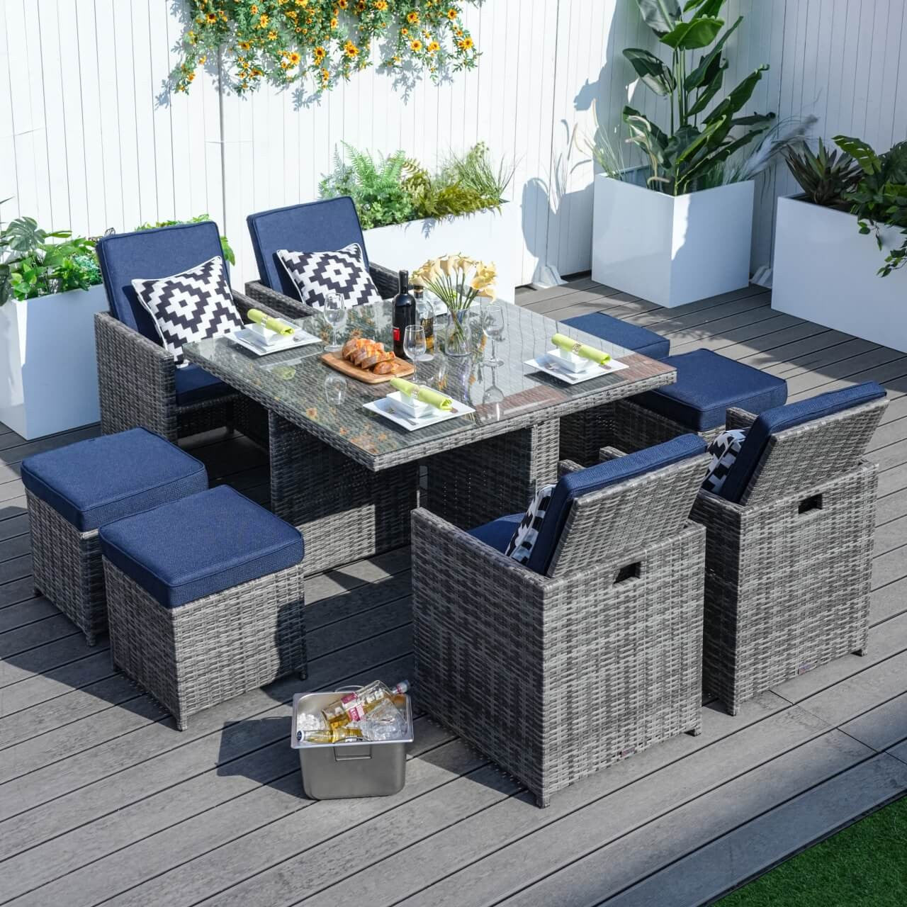 4 Seats Square Outdoor Patio Dining Set PAD-3233B Direct Wicker