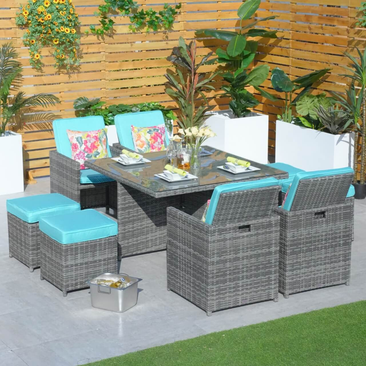4 Seats Square Outdoor Patio Dining Set PAD-3233B Direct Wicker