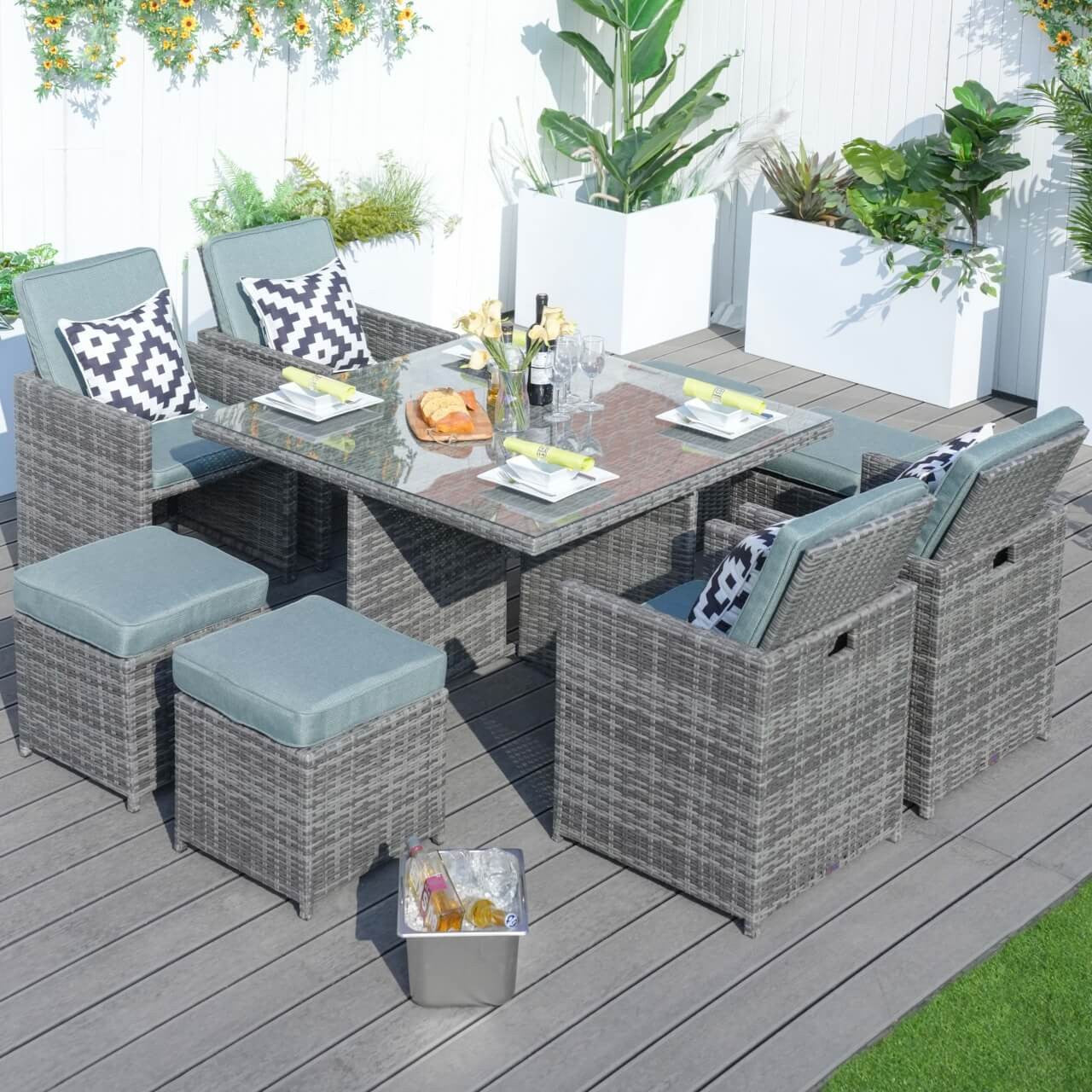 4 Seats Square Outdoor Patio Dining Set PAD-3233B Direct Wicker