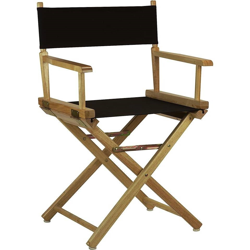 Fast Furnishings Solid Wood Frame Indoor/Outdoor Patio Dining Directors Chair with Black Seat
