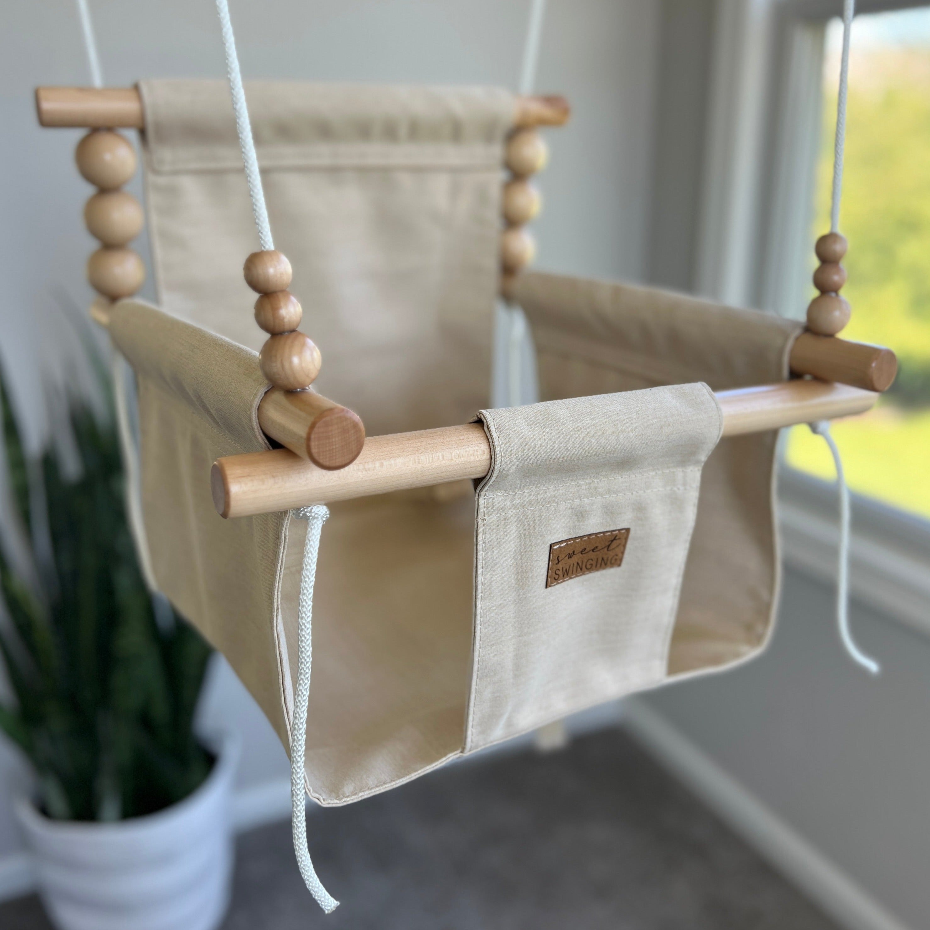 Sweet Swinging Premium Outdoor High Back Swing Wheat