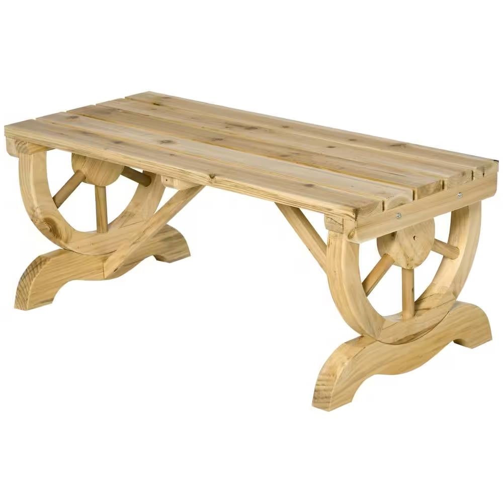 Fast Furnishings Outdoor Farmhouse Patio Backyard 2-Person Garden Bench in Natural Finish
