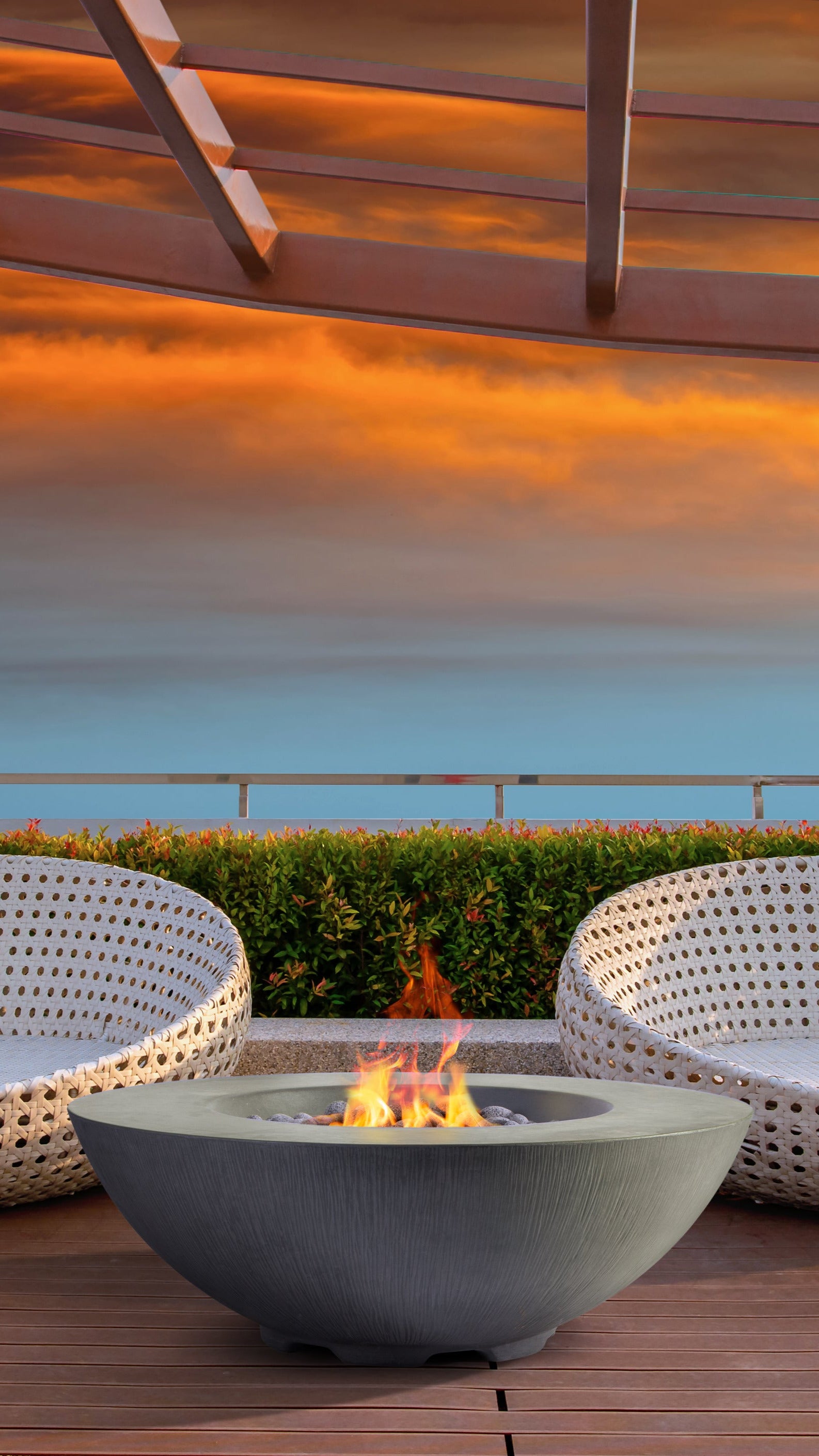 Pyromania 41" Bowl Concrete Fire Bowl- Shangri-La