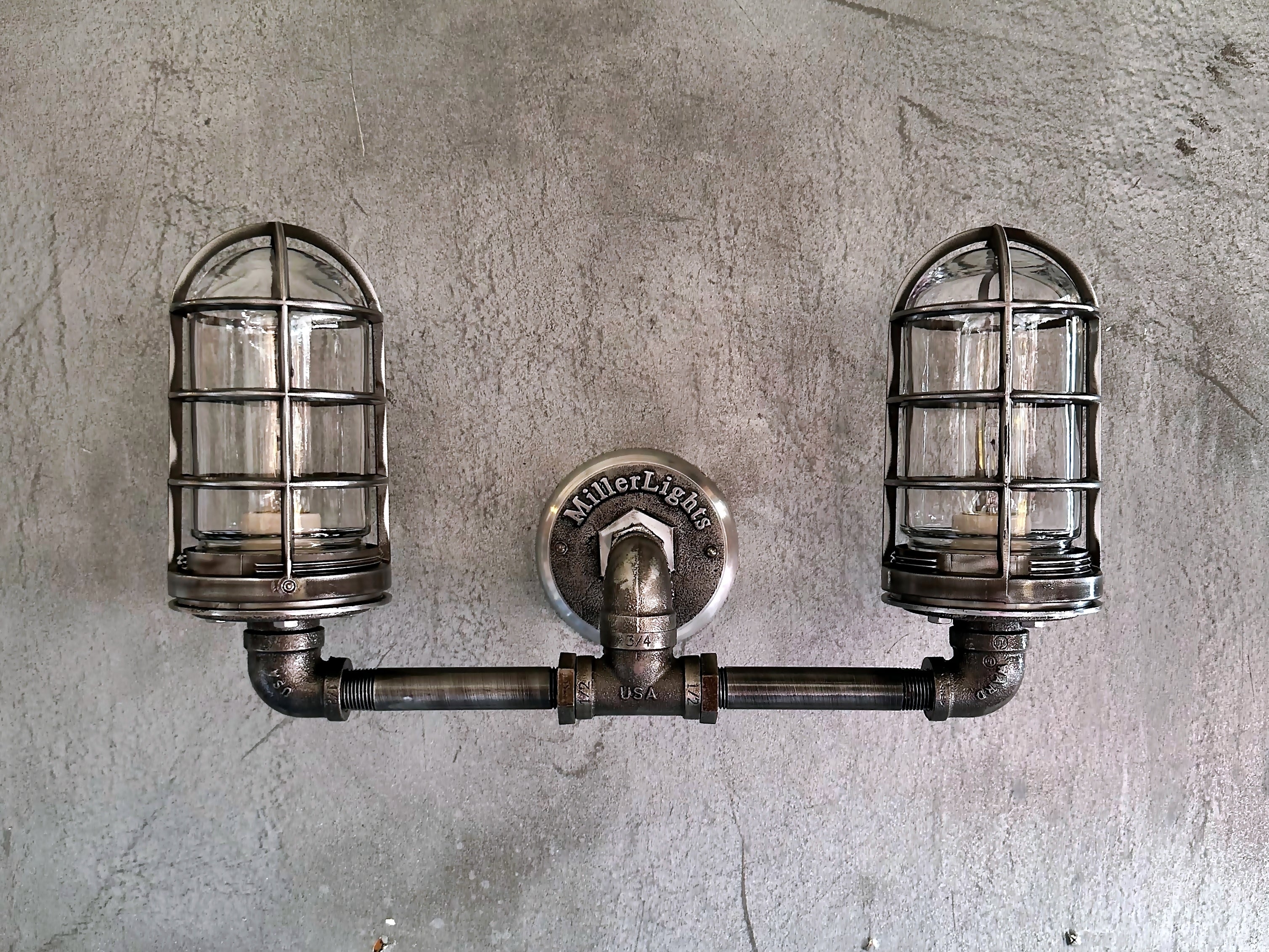 Double Sconce Iron Pipe Light - The Ironforge
