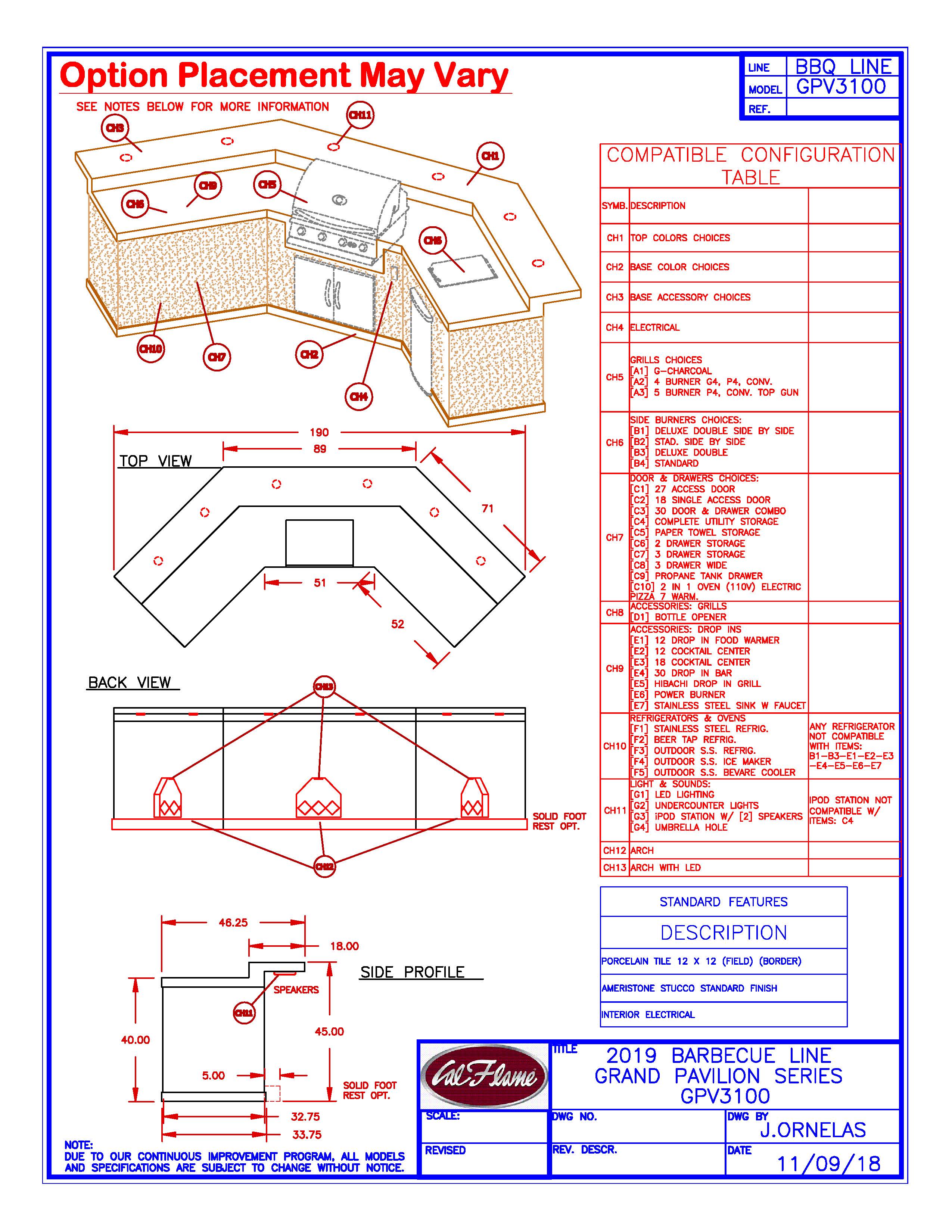 Cal Flame Pavilion GPV3100 BBQ Island