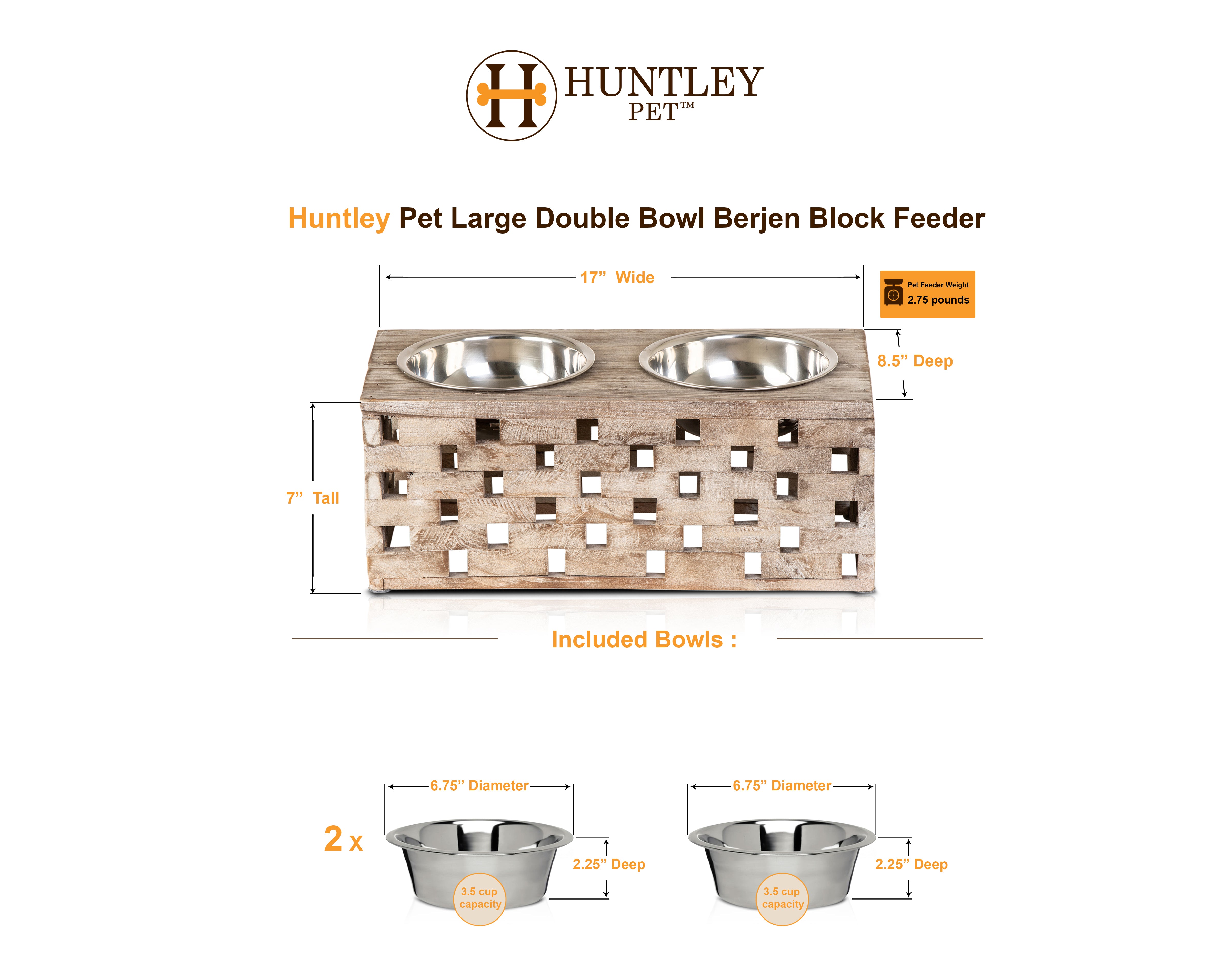 Well Traveled Living Huntley Pet Berjen Block Feeder, Large