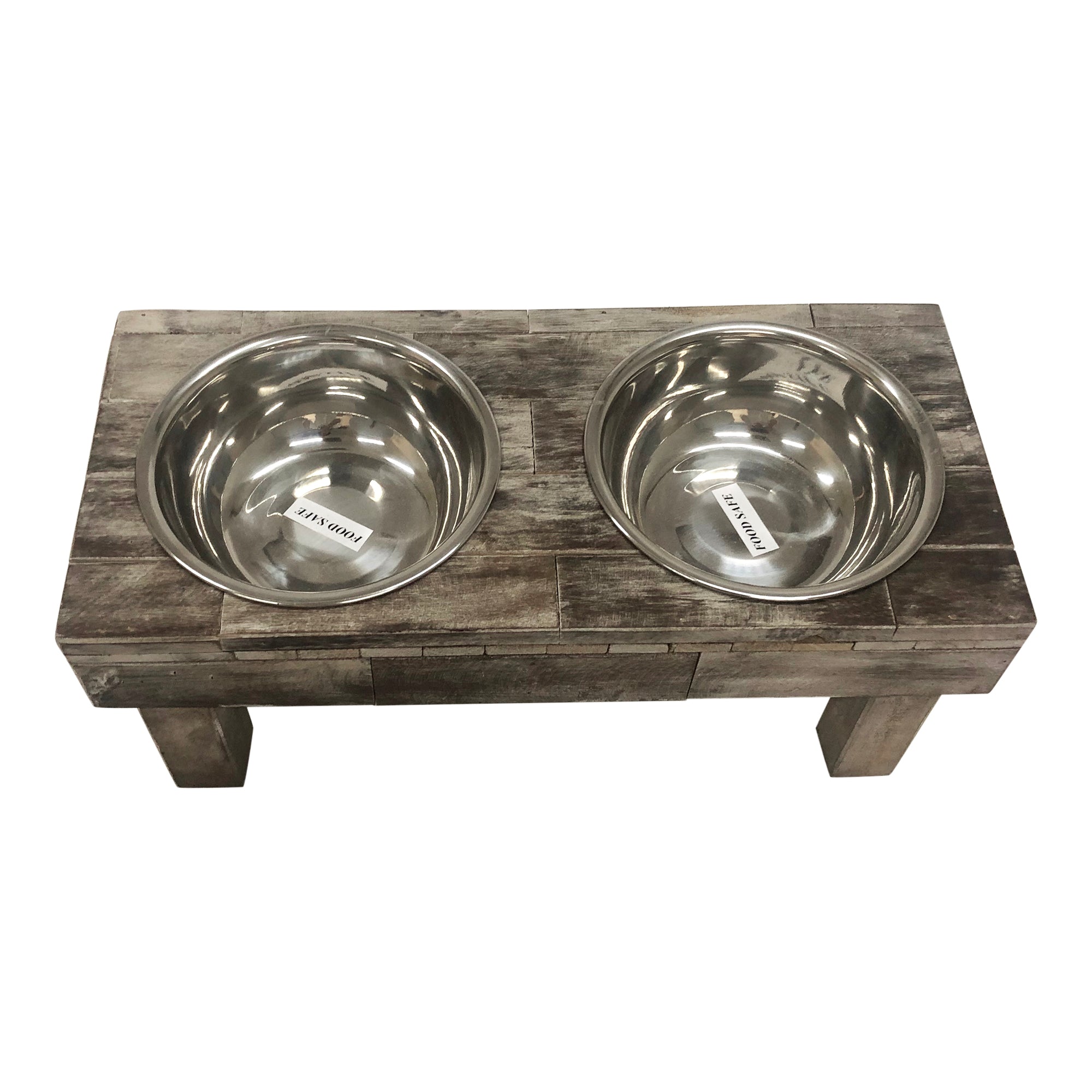 Well Traveled Living Huntley Berjen Table Double Feeder, Small Brown Wash