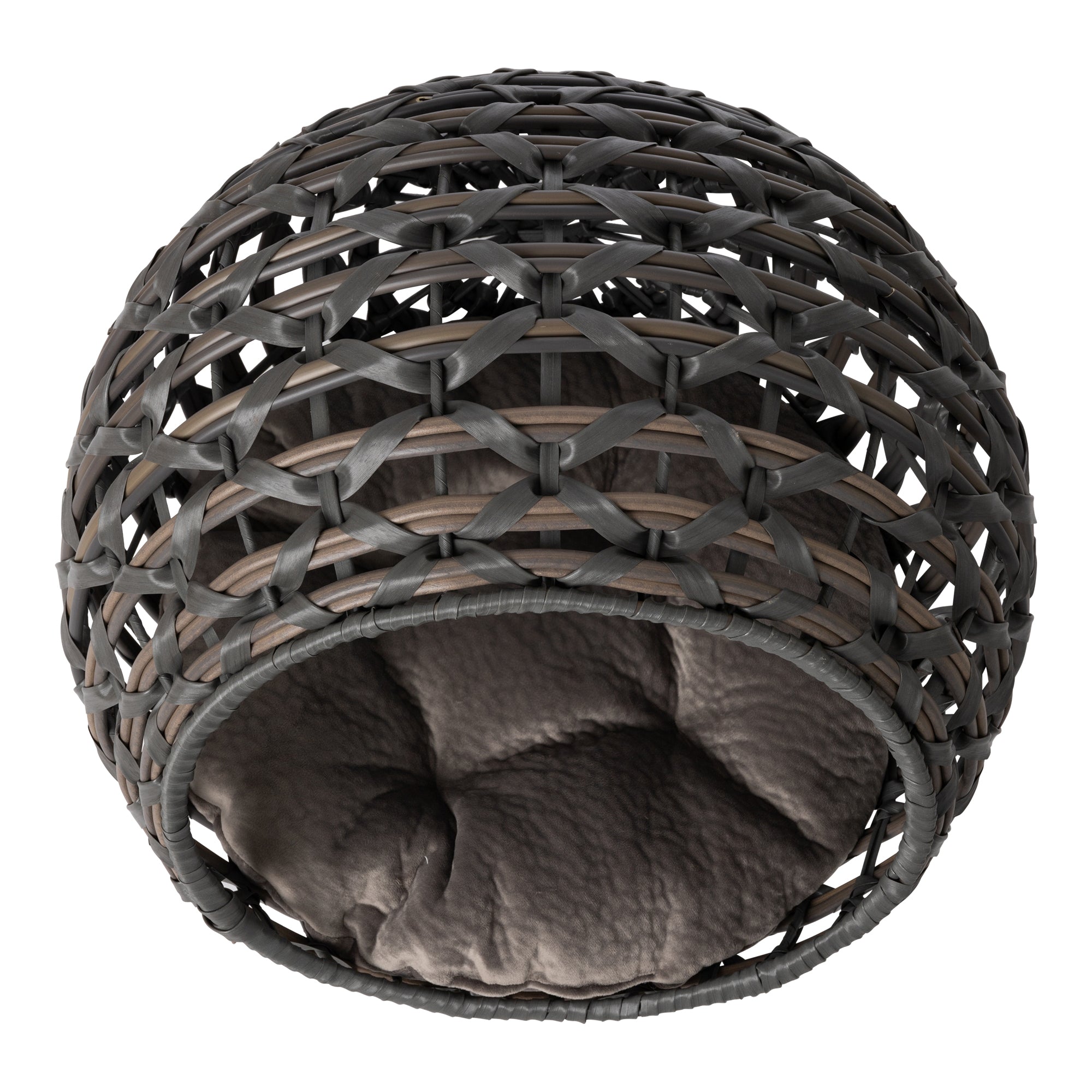 Well Traveled Living Huntley Hemisphere Rattan Pet Bed, Grey