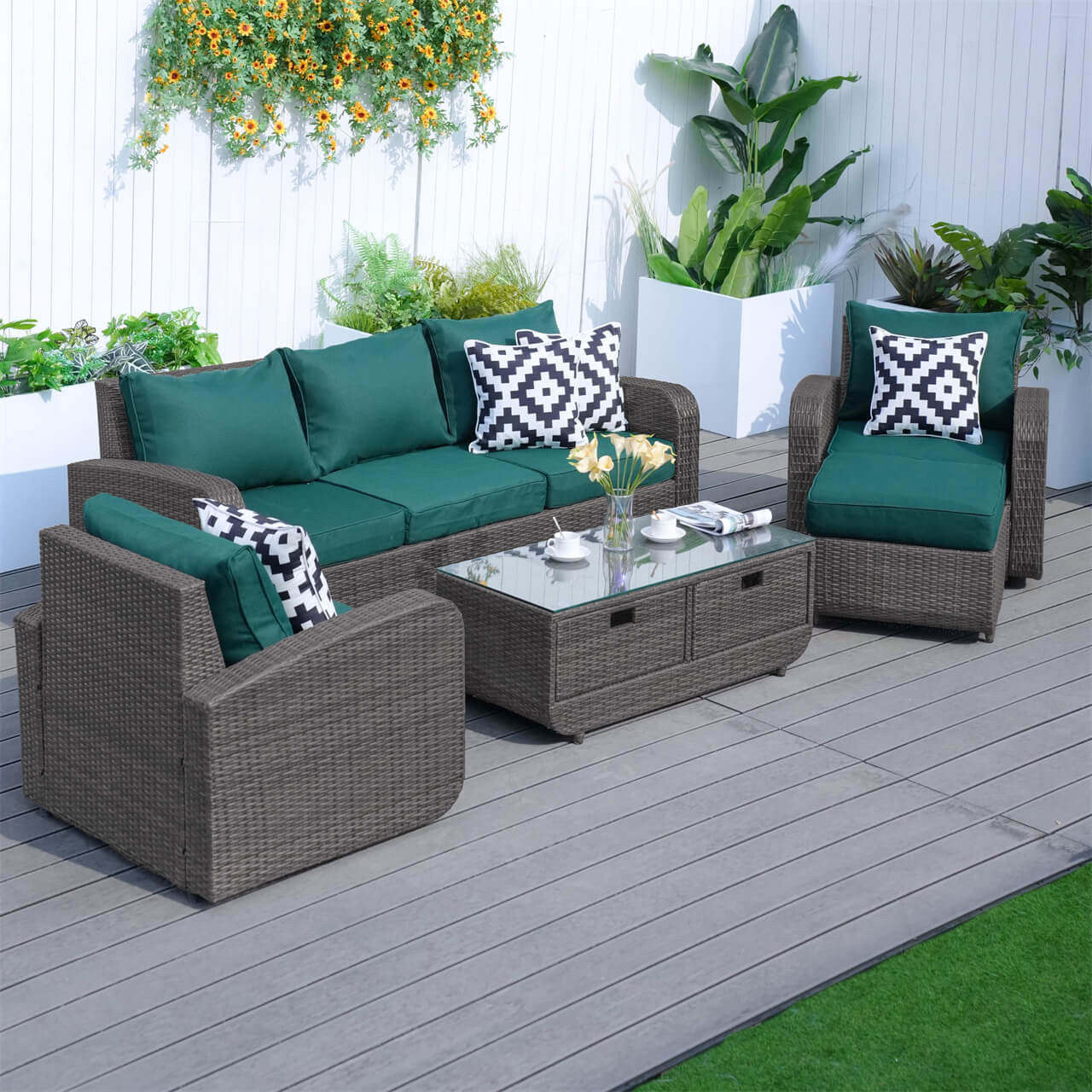 Direct Wicker's 5 Seats Patio Conversation Sofa Set PAS-1515