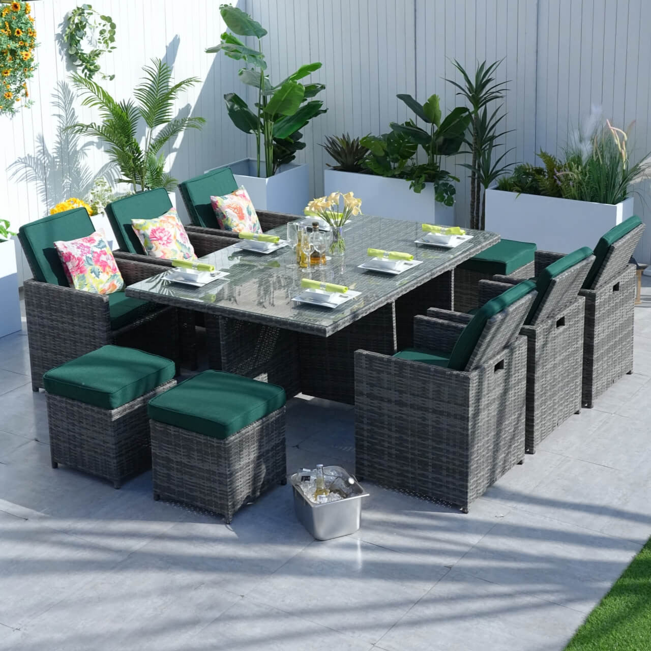 Direct Wicker's Patio Dining Set with 6 Seats, Rectangular Table, and Chairs - PAD-3234