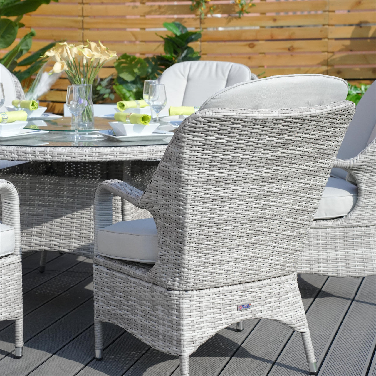 Direct Wicker 7-Pieces Dining Set 6 Rattan Chairs with Cushions