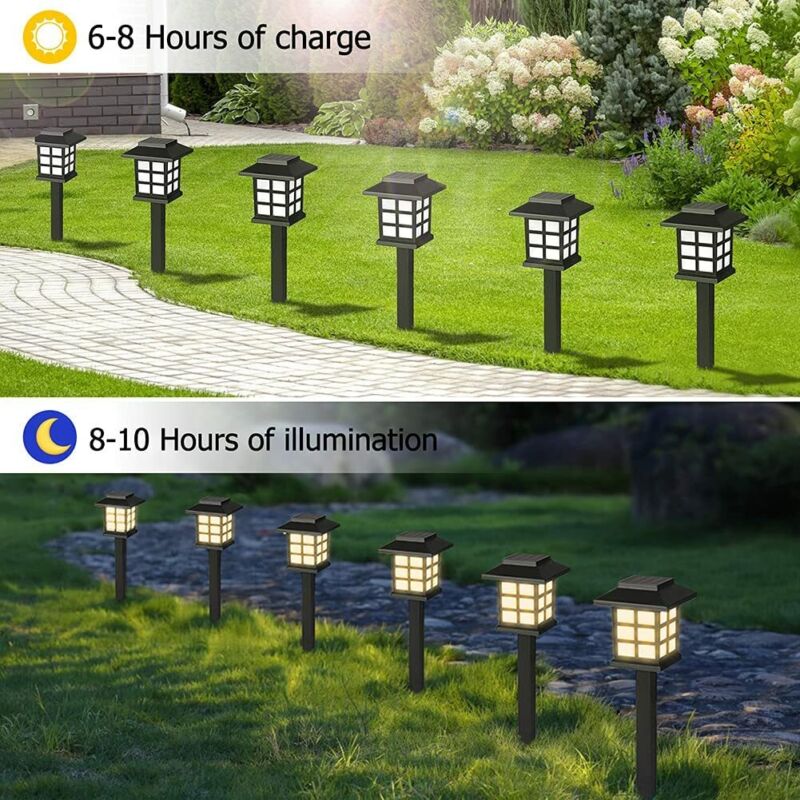 12Pack Solar Garden Lights Outdoor Waterproof Landscape LED Lights Pathway Yard by Plugsus Home Furniture