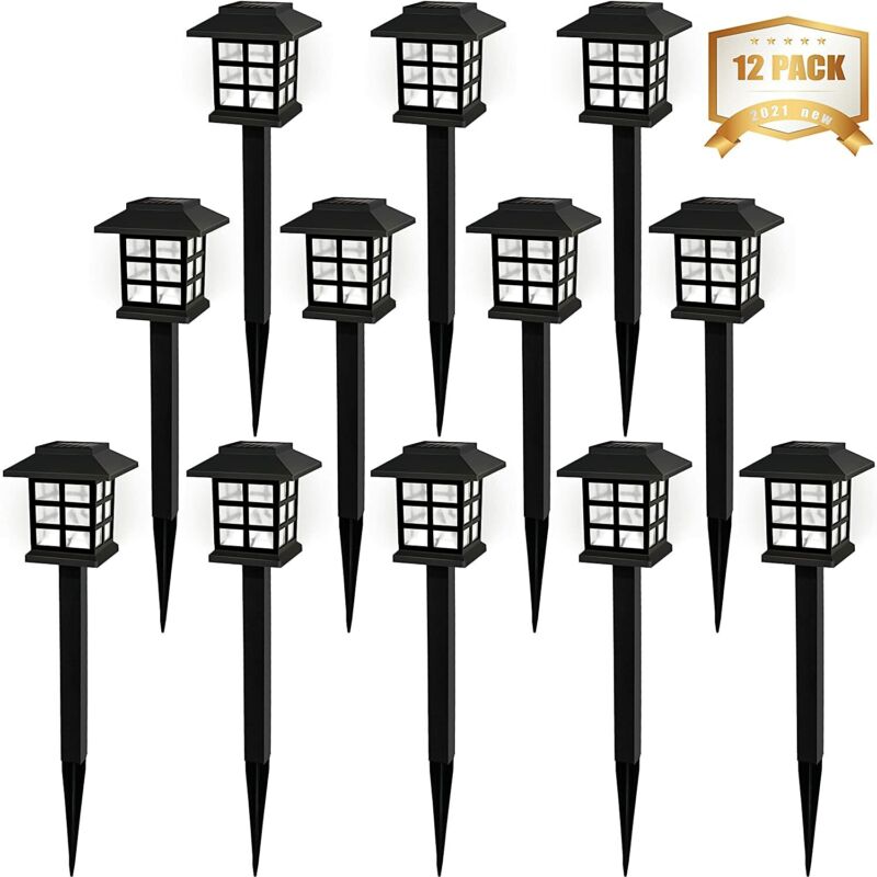 12Pack Solar Garden Lights Outdoor Waterproof Landscape LED Lights Pathway Yard by Plugsus Home Furniture