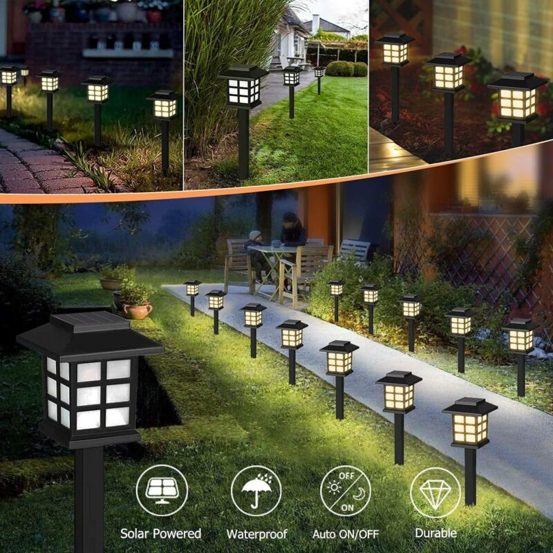 12Pack Solar Garden Lights Outdoor Waterproof Landscape LED Lights Pathway Yard by Plugsus Home Furniture