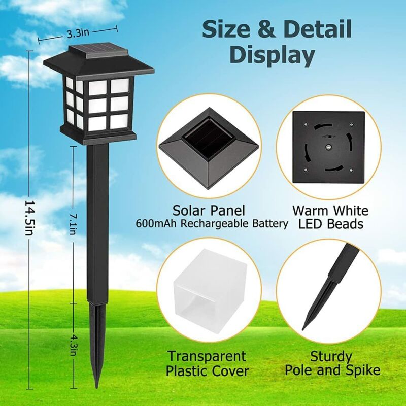 12Pack Solar Garden Lights Outdoor Waterproof Landscape LED Lights Pathway Yard by Plugsus Home Furniture