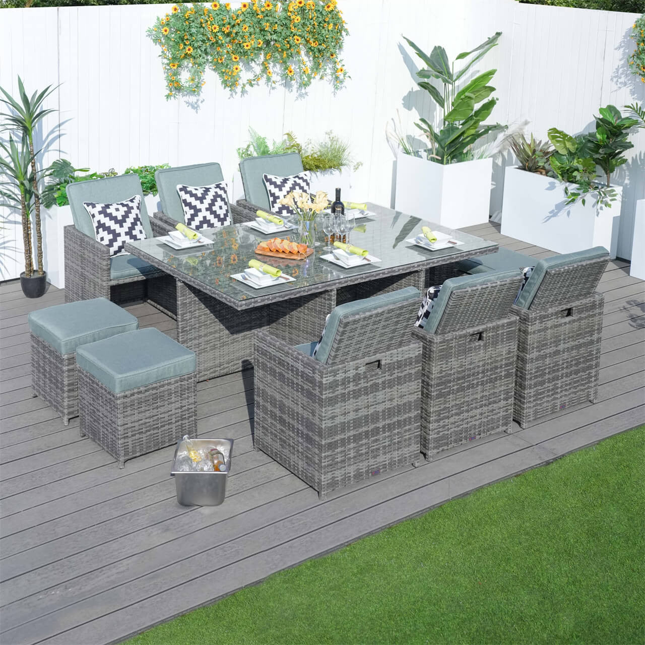 Direct Wicker's Patio Dining Set with 6 Seats, Rectangular Table, and Chairs - PAD-3234