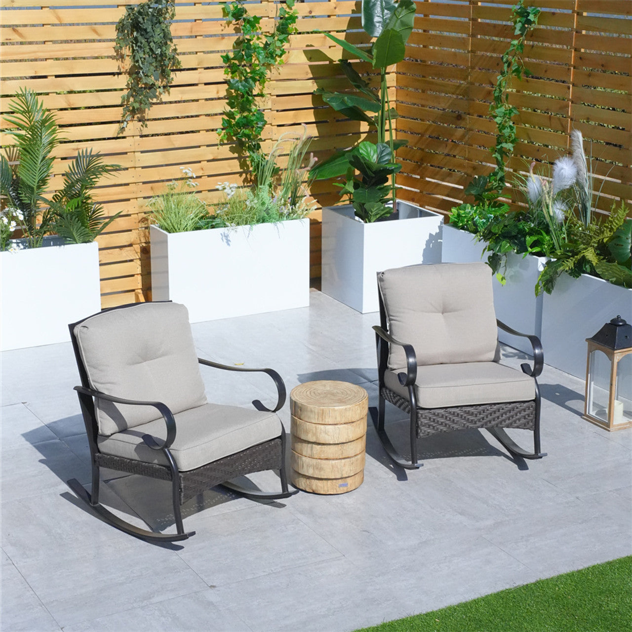 Direct Wicker Patio 2-Pieces Chairs with Side Table for Garden