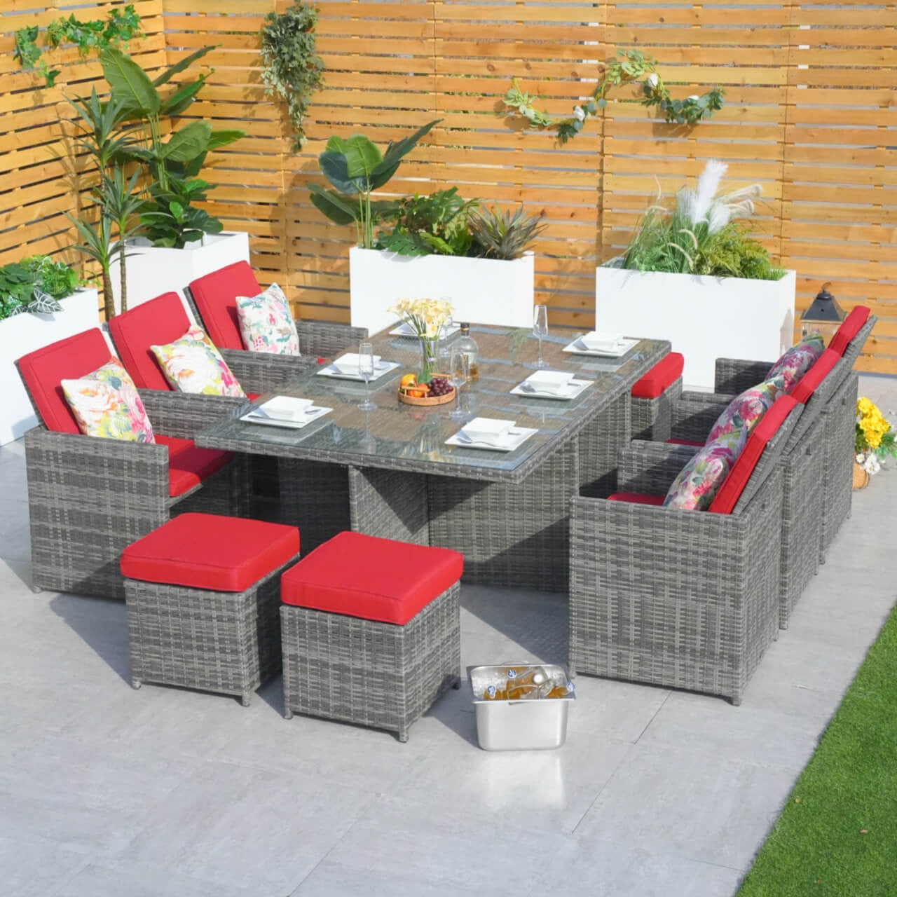 Direct Wicker's Patio Dining Set with 6 Seats, Rectangular Table, and Chairs - PAD-3234