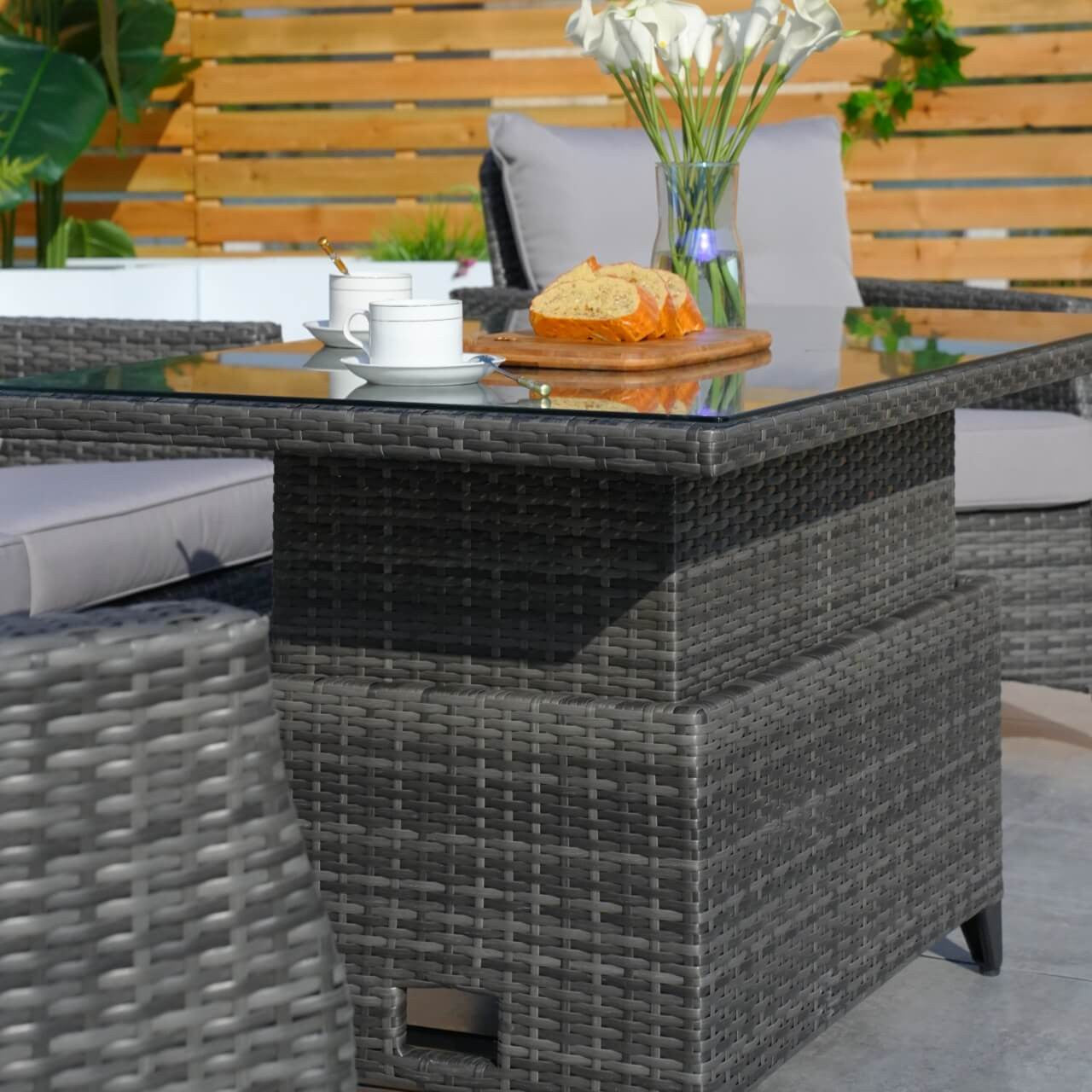 Direct Wicker 4-Piece Patio Wicker Seating Set with Lift Table and Cushion  PAF-1801P-LT