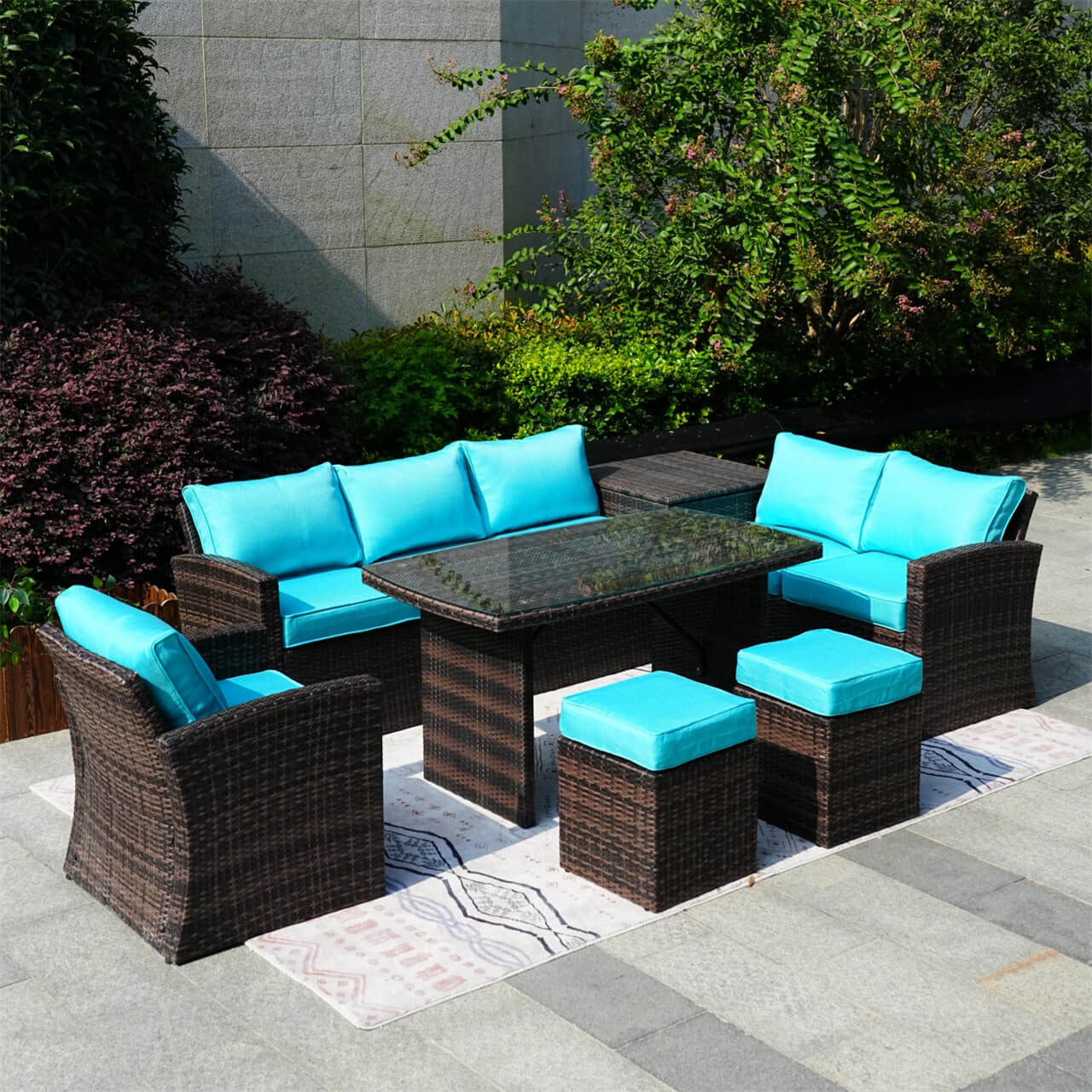 Direct Wicker's 8 Seats Outdoor Conversation Set - Patio Sofa Set PAF-1403B