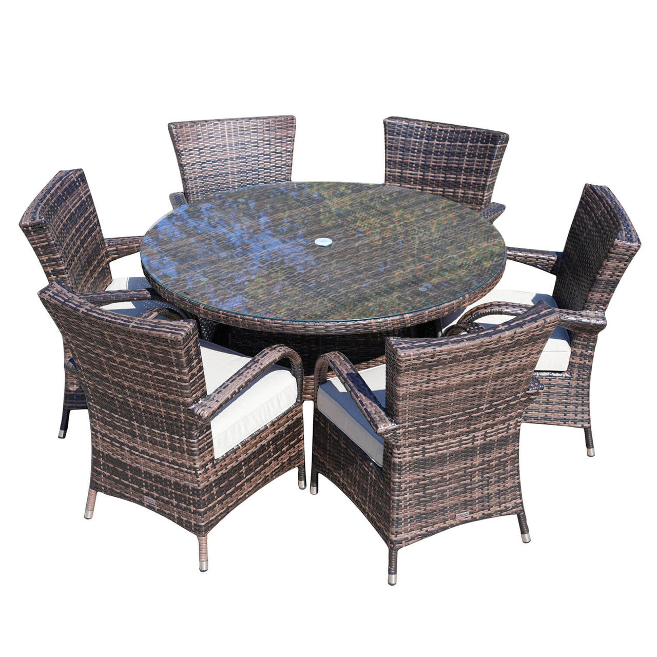 Direct Wicker's 6 Seats Round Dining Set - Table with Chairs PAD-1122