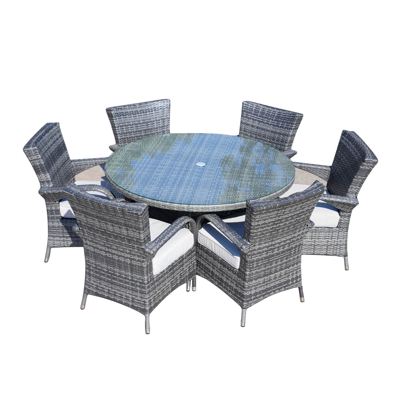 Direct Wicker's 6 Seats Round Dining Set - Table with Chairs PAD-1122