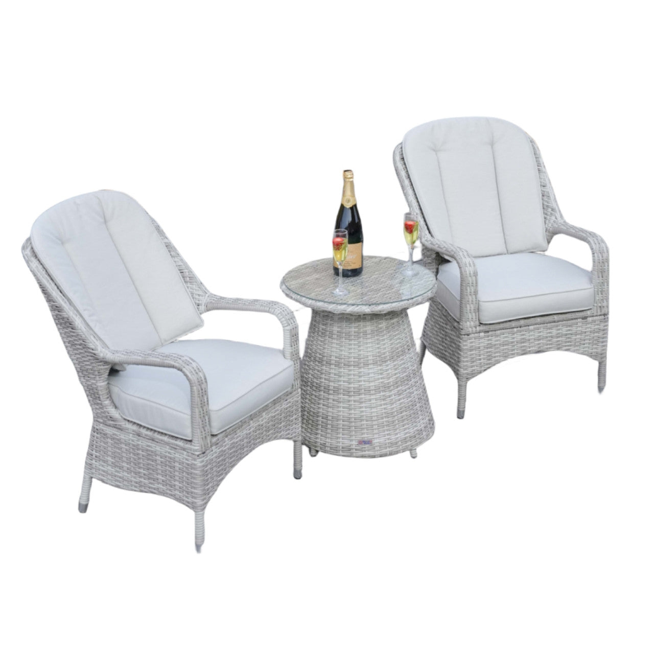 Direct Wicker 3-Pieces Aluminum Dining Table with Rattan Chairs