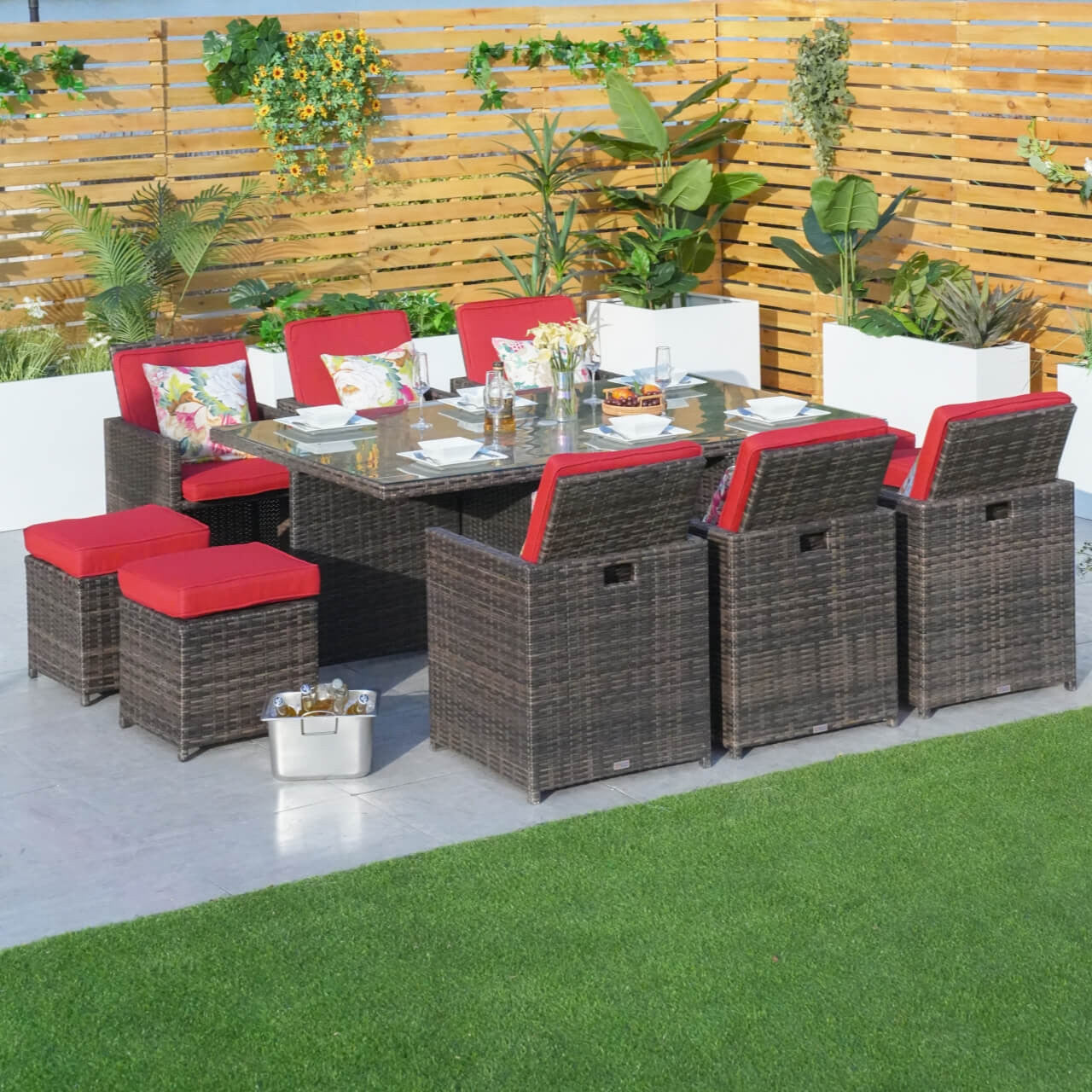 Direct Wicker's Patio Dining Set with 6 Seats, Rectangular Table, and Chairs - PAD-3234