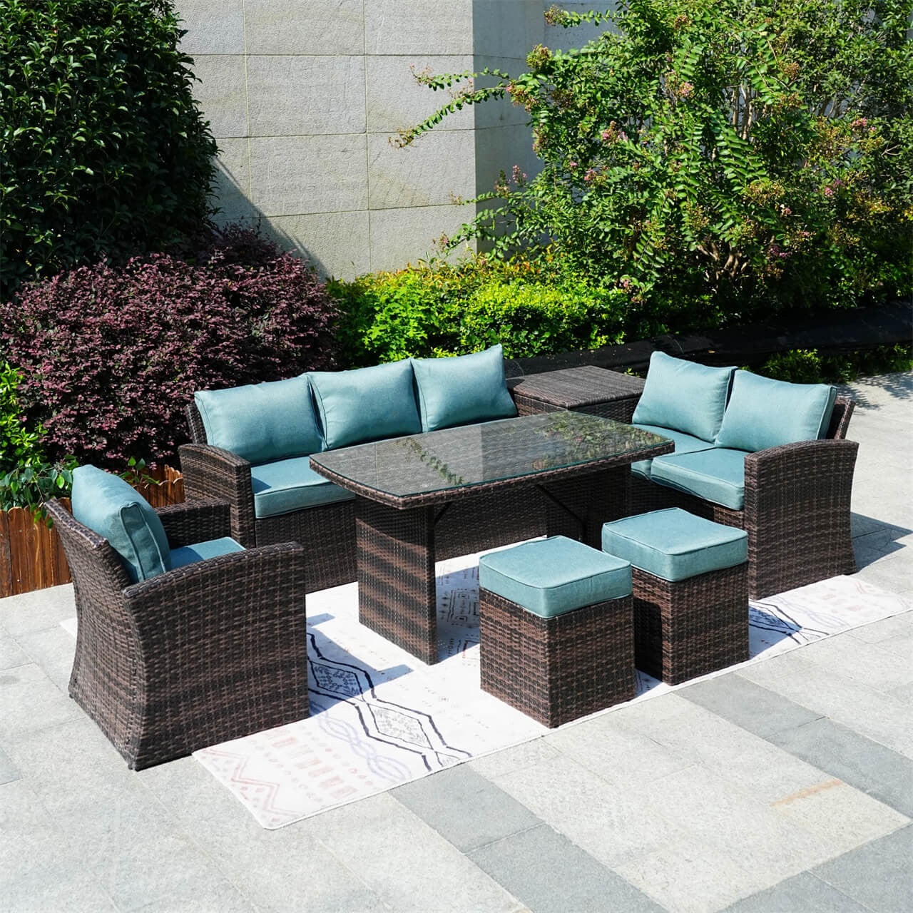 Direct Wicker's 8 Seats Outdoor Conversation Set - Patio Sofa Set PAF-1403B