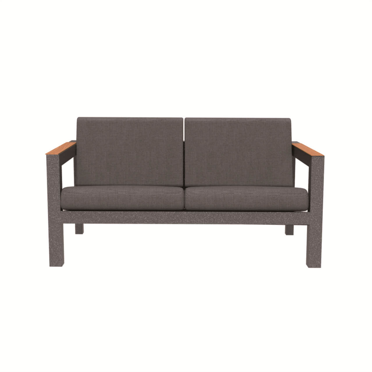 Direct Wicker 5-Piece Dark Gray Aluminum Conversational Seating Sofa Set with Teak Armrests