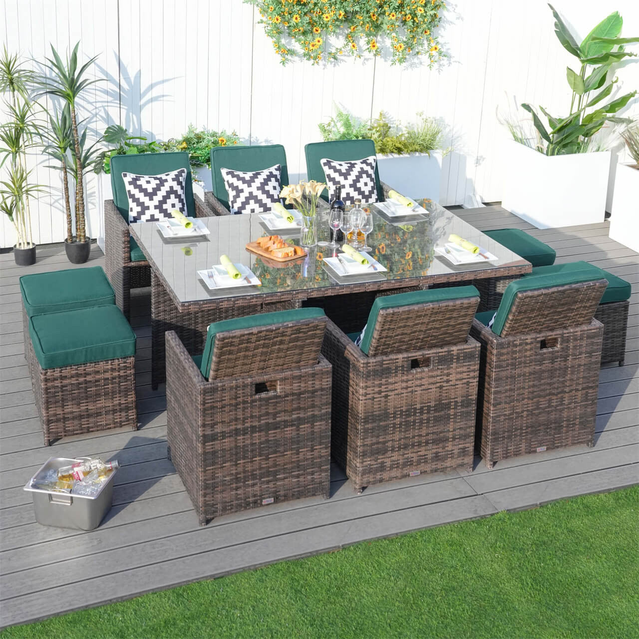 Direct Wicker's Patio Dining Set with 6 Seats, Rectangular Table, and Chairs - PAD-3234